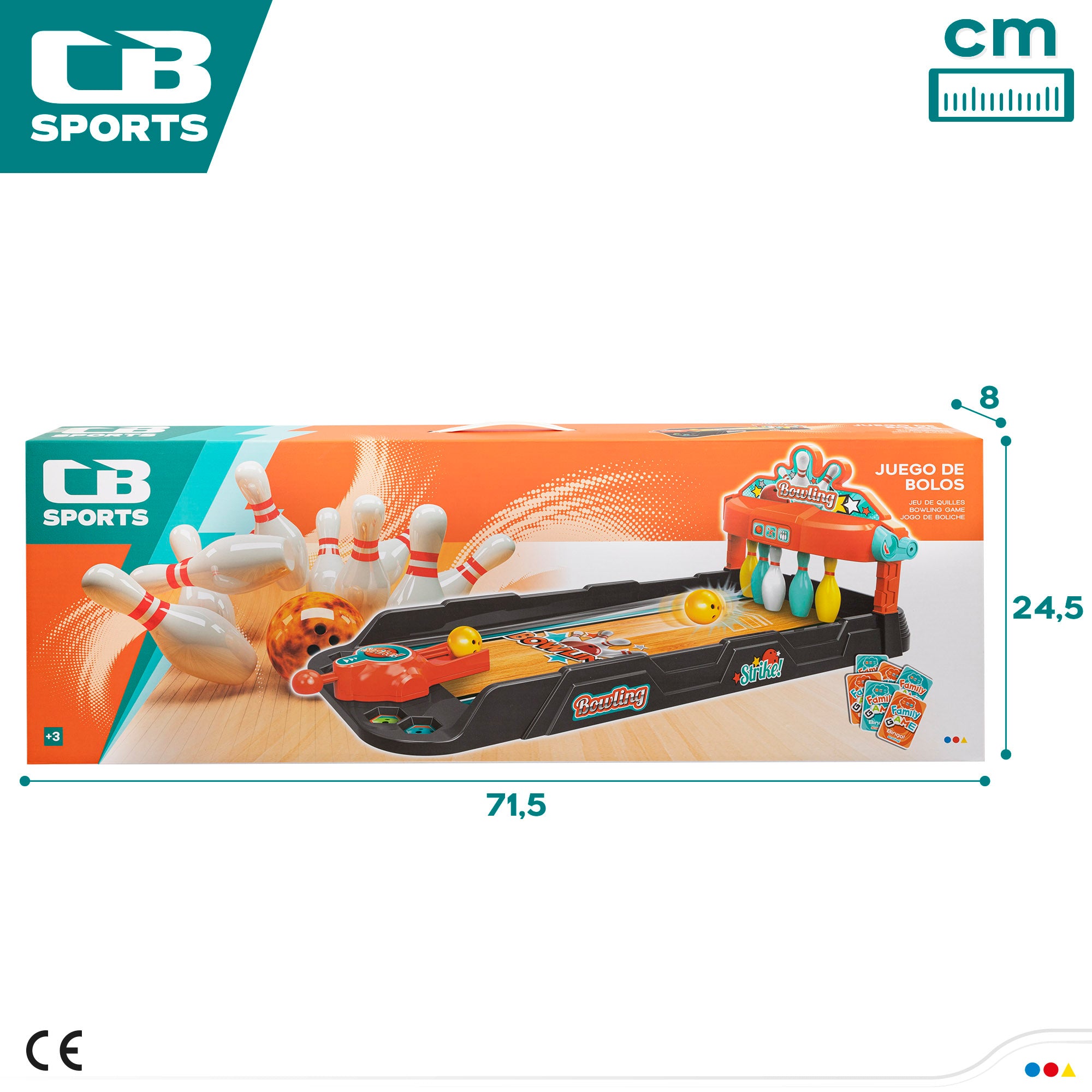 Pista de bolos de juguete con lanzador y 3 bolas CB Sports