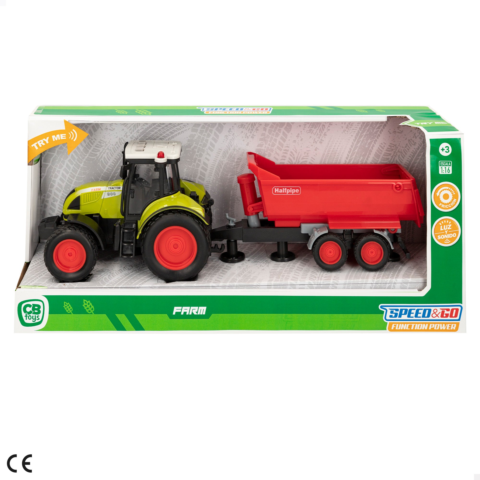 Tractor fricción con remolque, luz y sonido Speed & Go