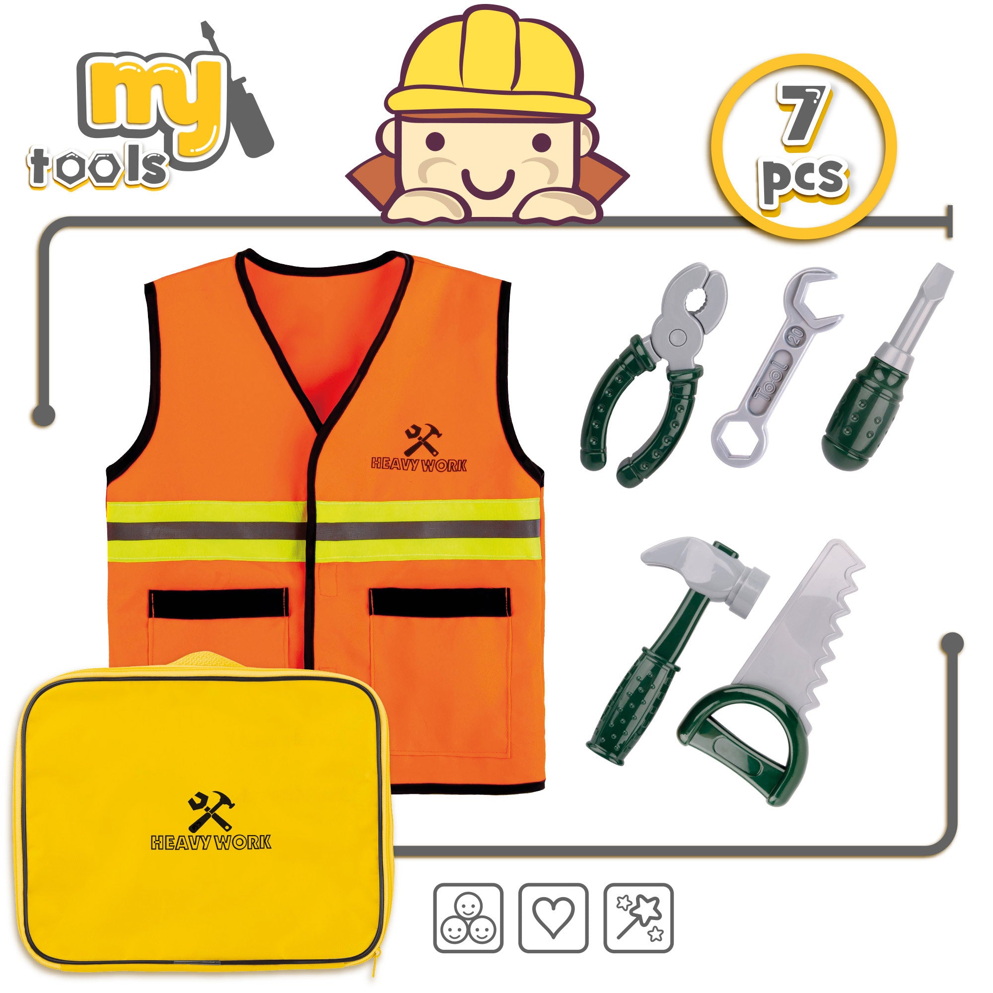Maletín obrero con chaleco y herramientas 7 pzas My Tools