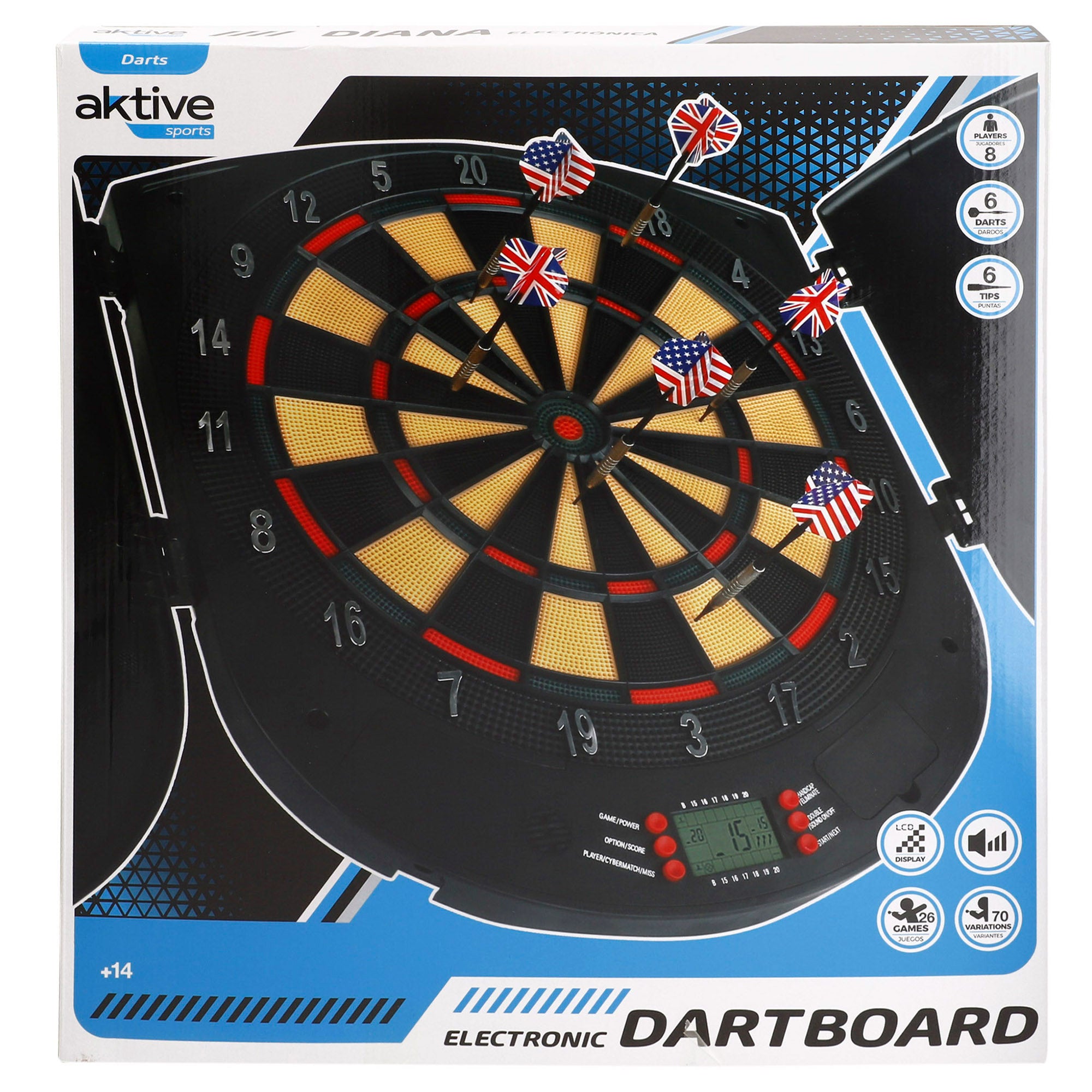 Diana electrónica 50x45 cm con 6 dardos Aktive