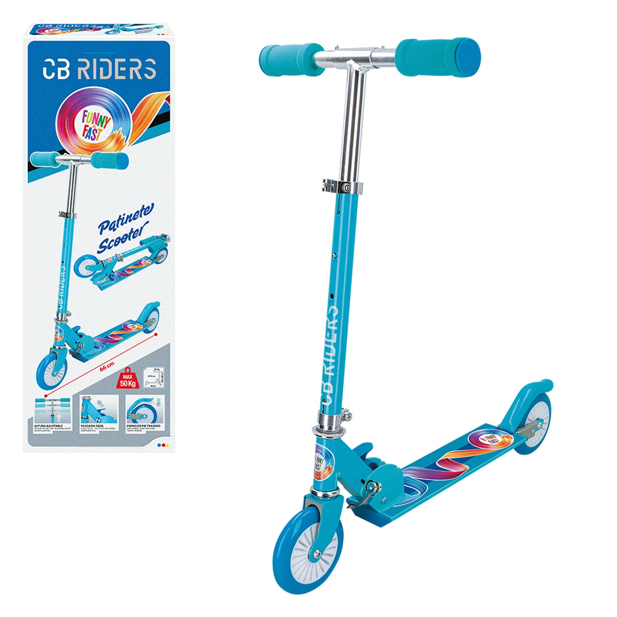 Patinete 2 ruedas azul plegable CB Riders