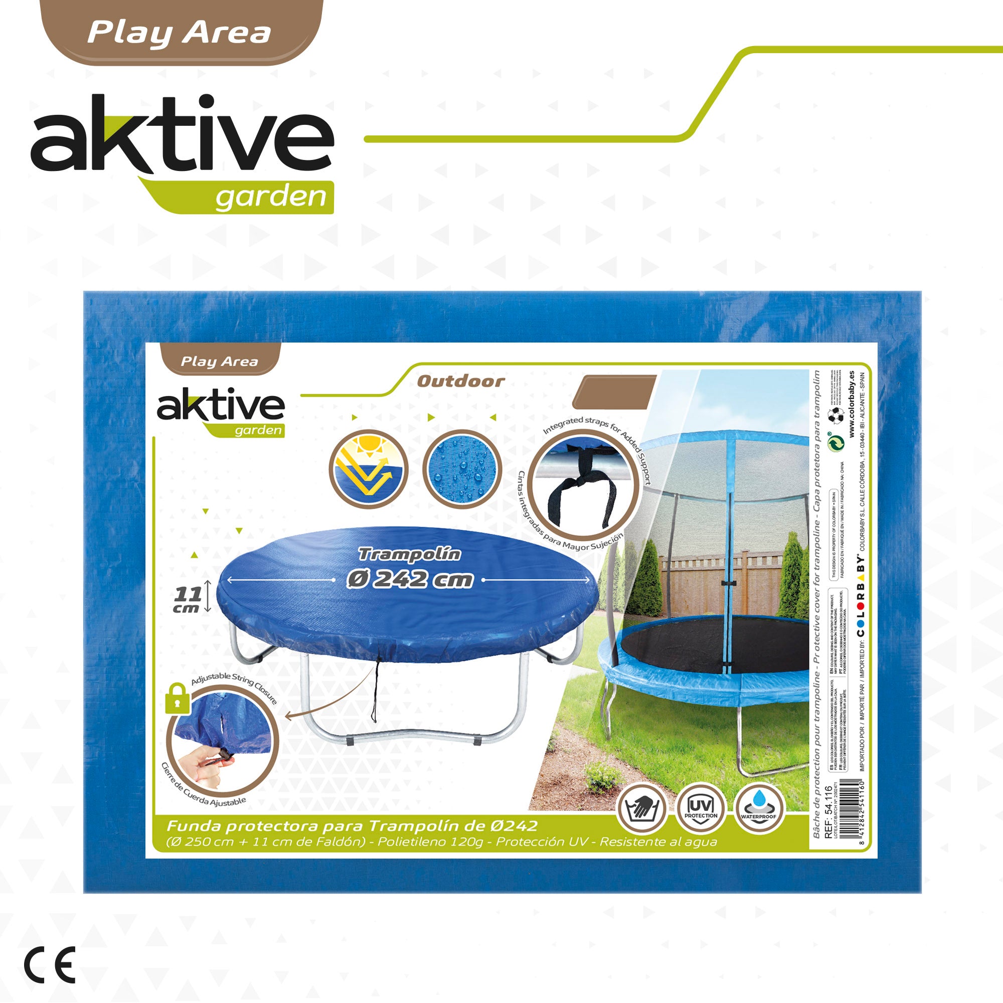 Protector cama elástica Ø244 cm waterproof con protección UV Aktive