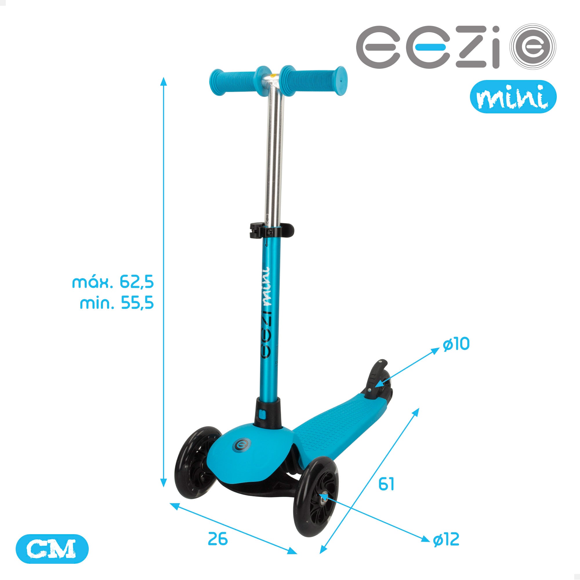 Patinete 3 ruedas azul con manillar desmontable EEZI