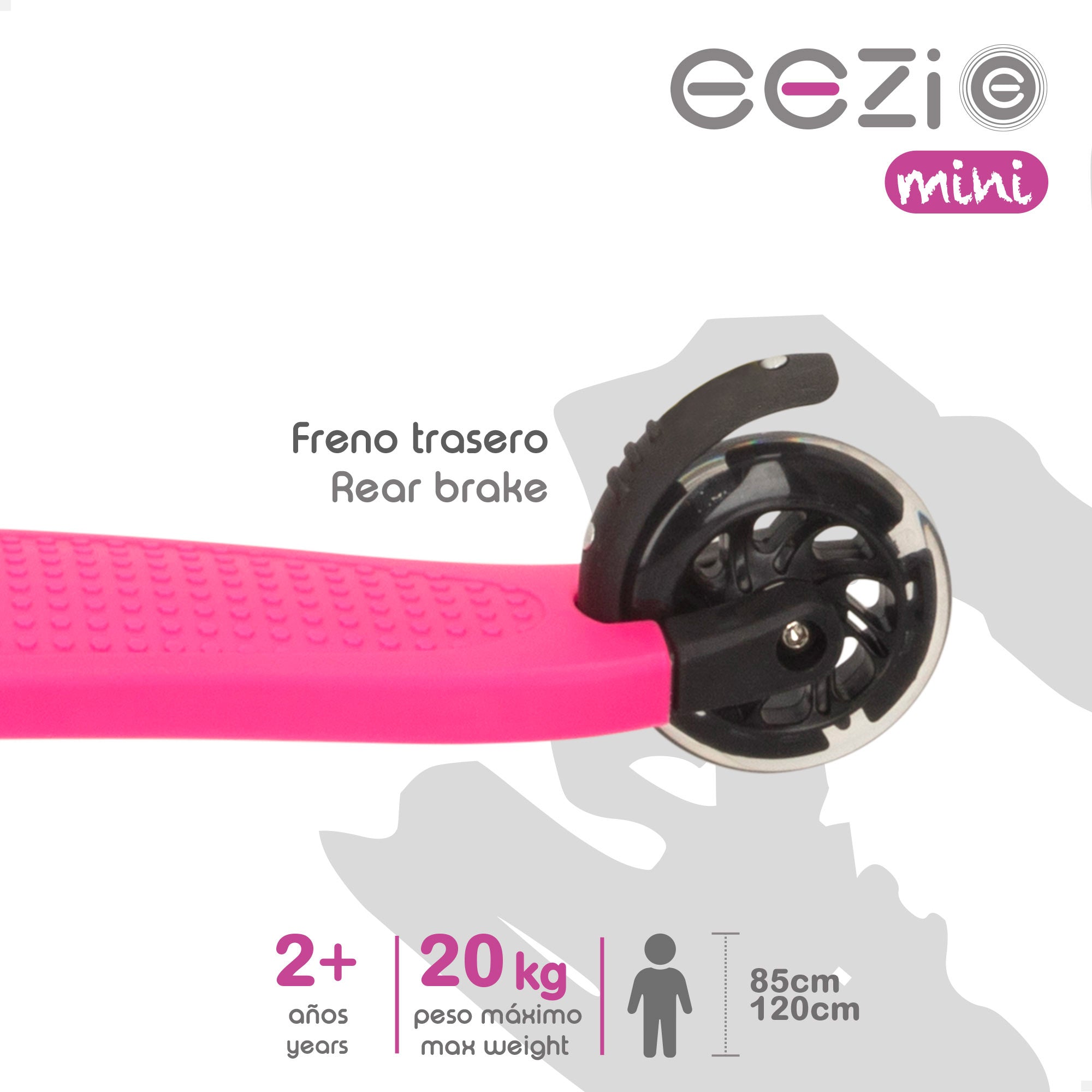 Patinete 3 ruedas fucsia con manillar desmontable EEZI