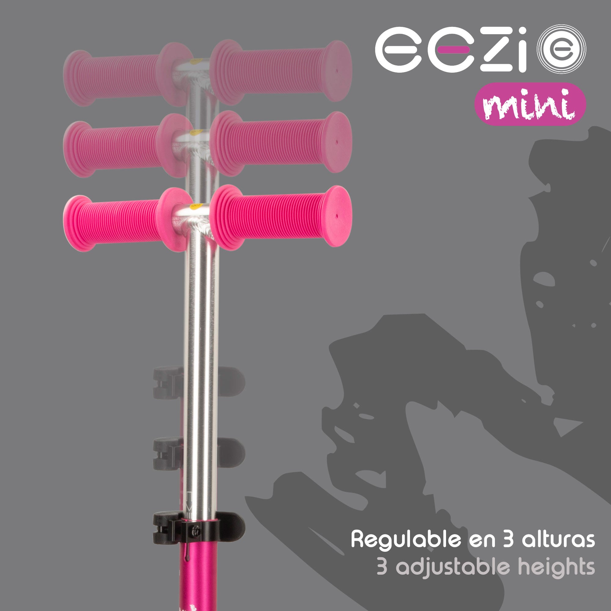Patinete 3 ruedas fucsia con manillar desmontable EEZI