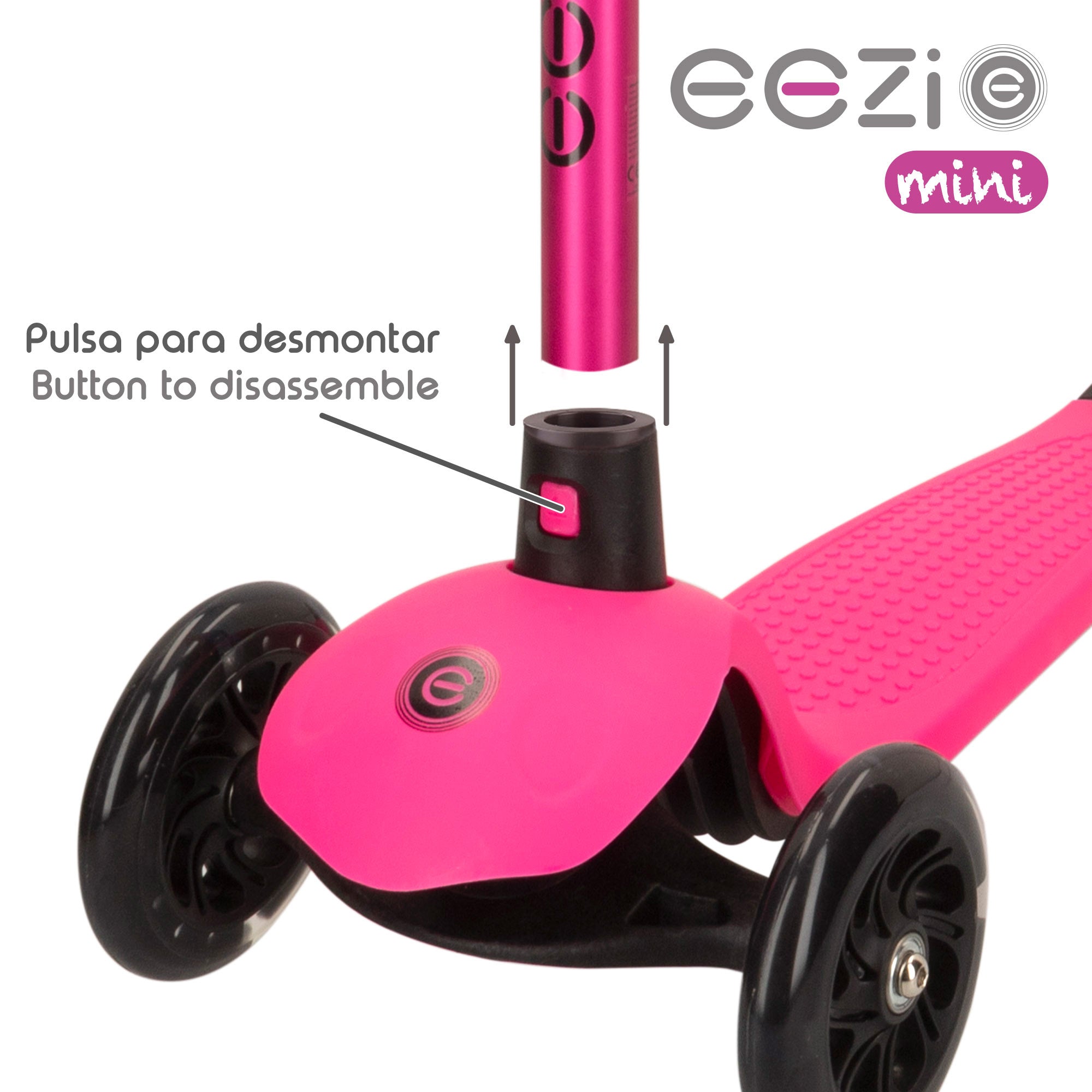 Patinete 3 ruedas fucsia con manillar desmontable EEZI