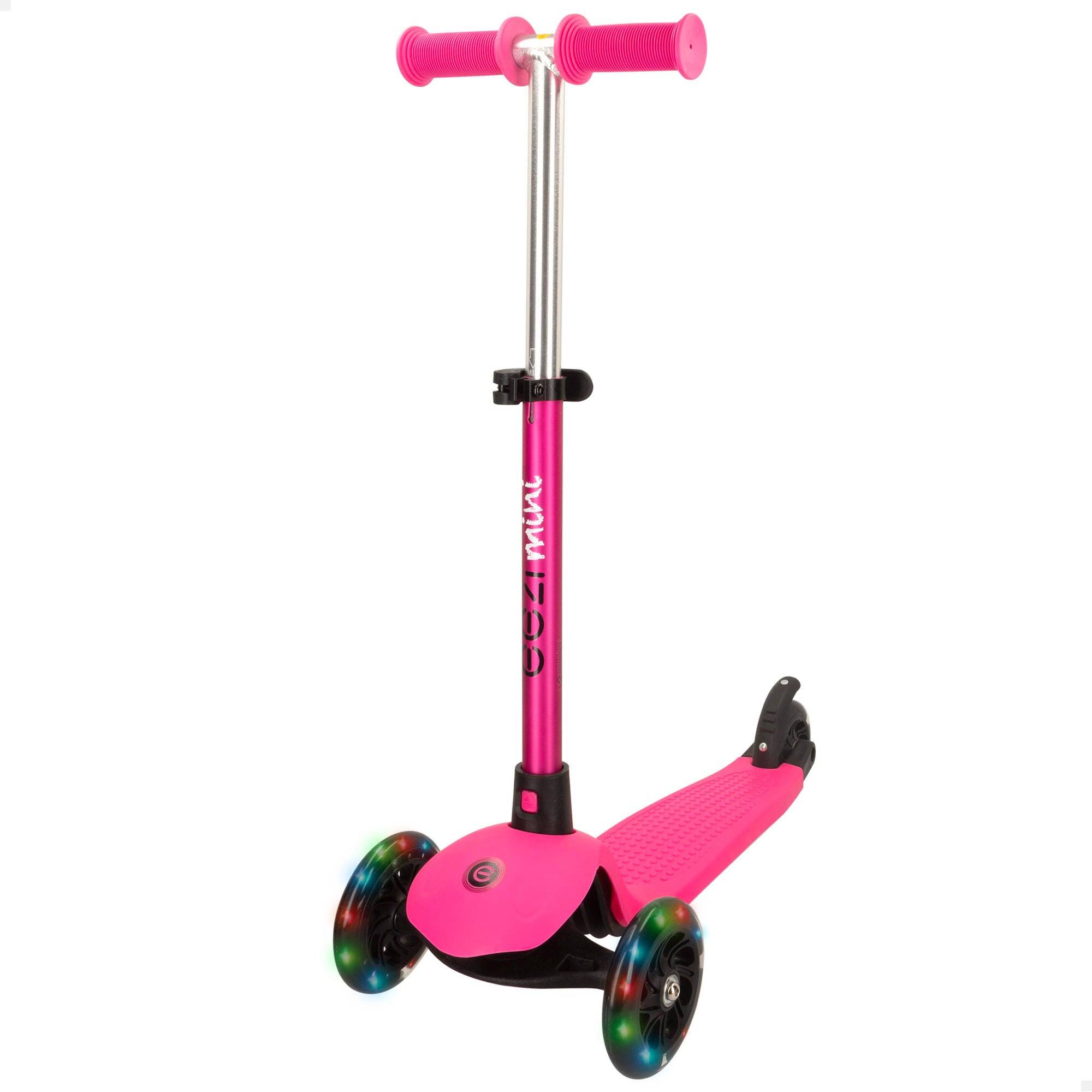 Patinete 3 ruedas fucsia con luces y manillar desmontable EEZI