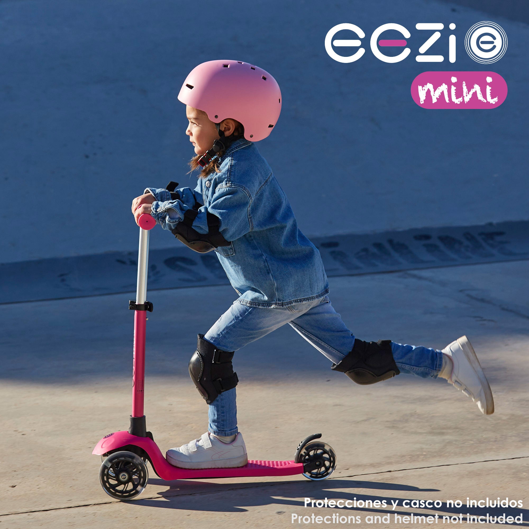 Patinete 3 ruedas fucsia con luces y manillar desmontable EEZI