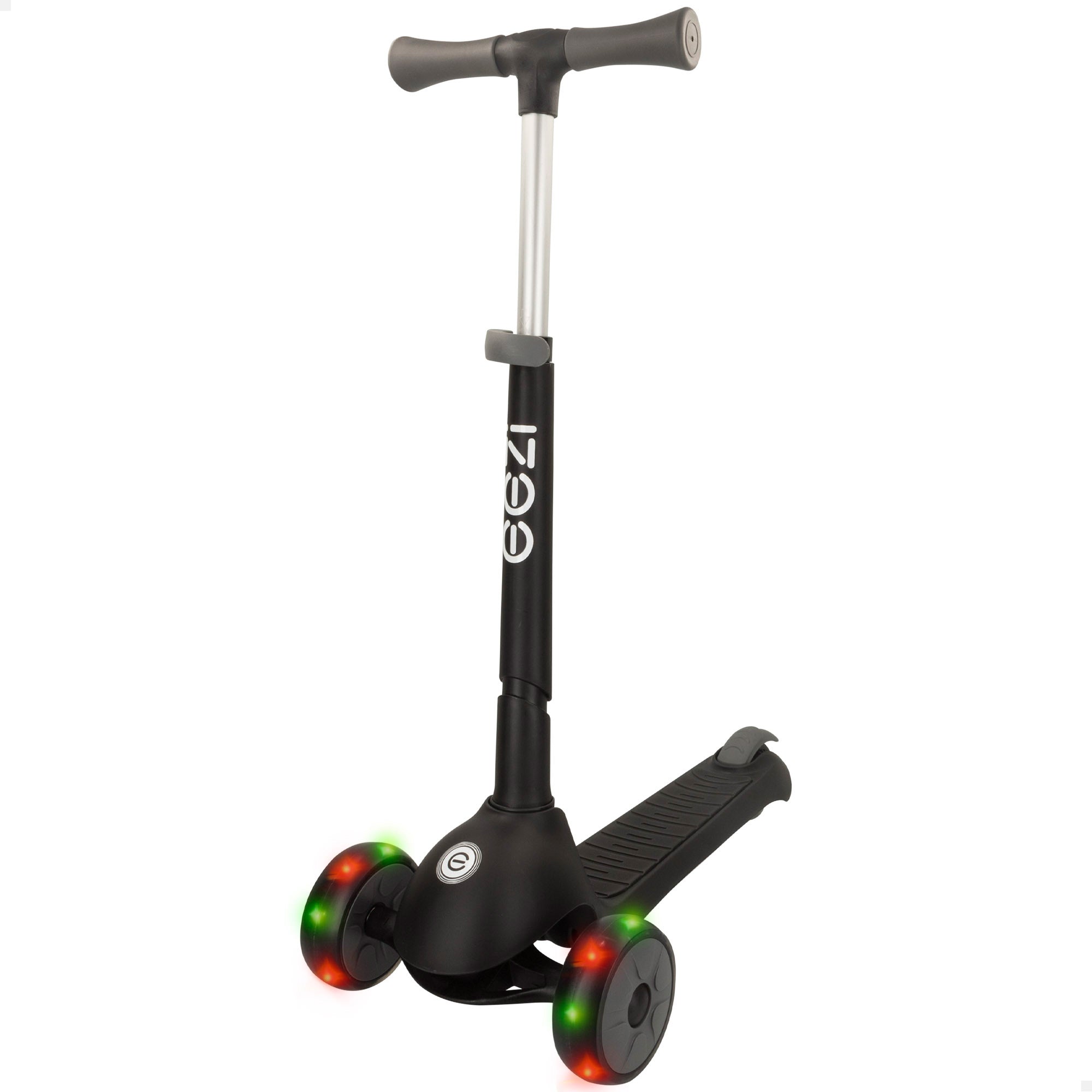 Patinete 3 ruedas negro con luces y manillar plegable EEZI