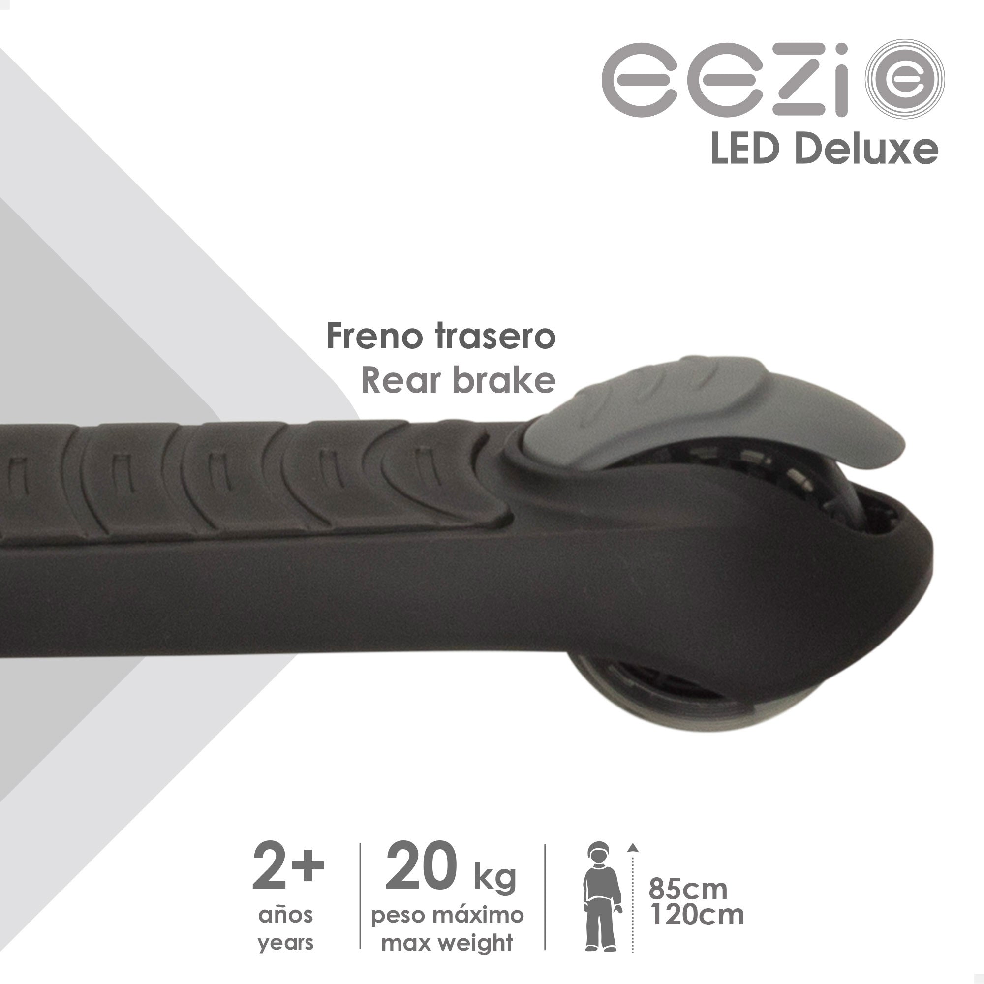 Patinete 3 ruedas negro con luces y manillar plegable EEZI
