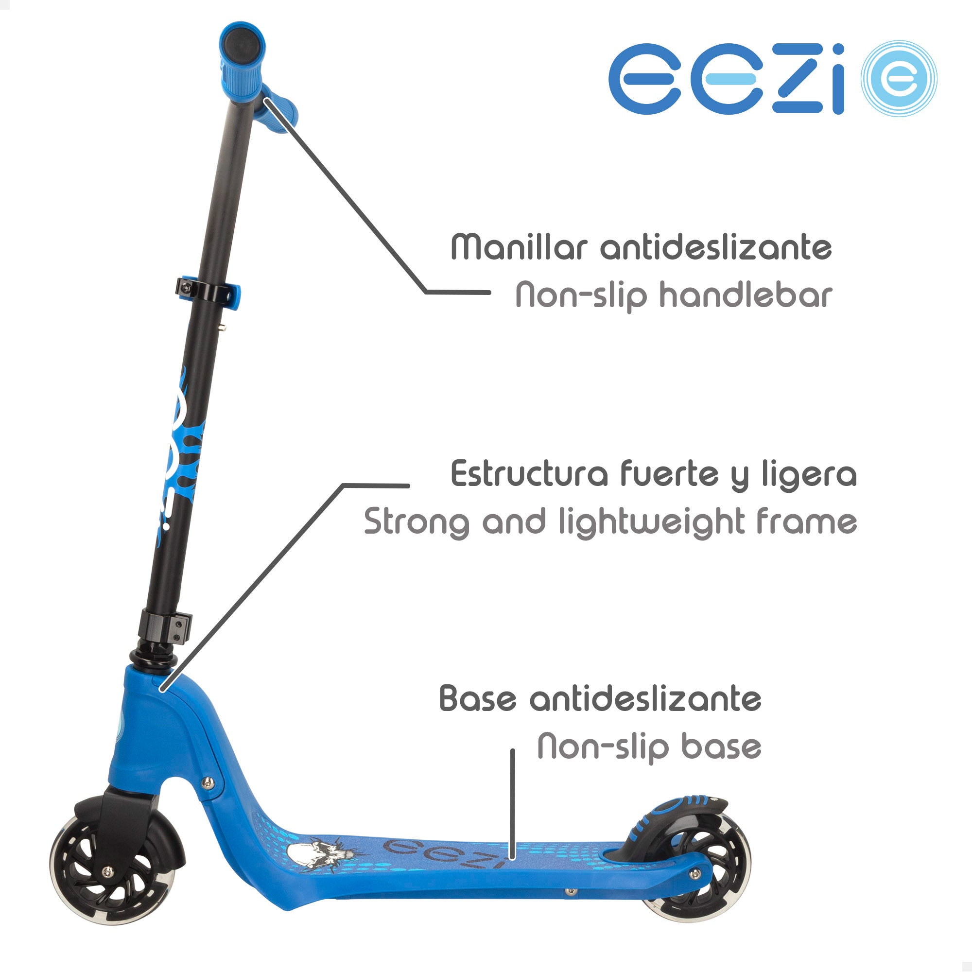Patinete 2 ruedas con luces azul EEZI