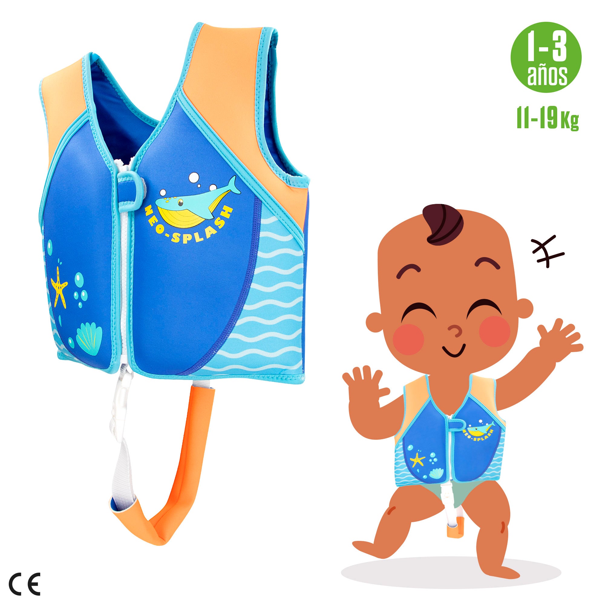 Aqua Sport Chaleco flotador bebé ajustable 11-19 kg