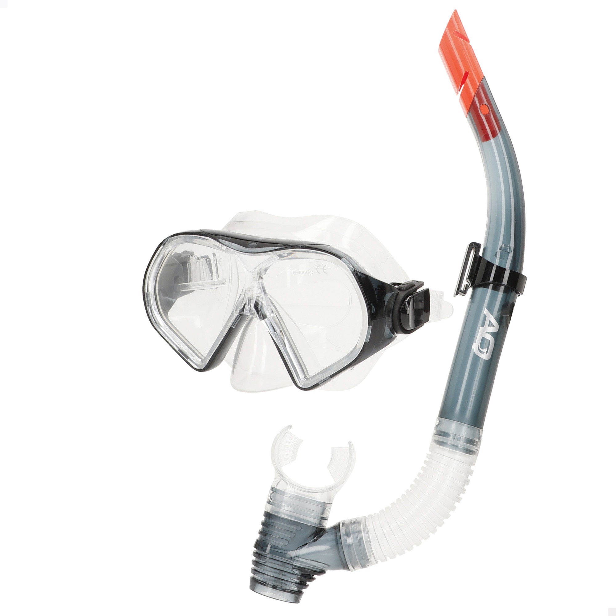 Aqua Sport Set gafas de buceo visión 150º y tubo adulto gris/blanco