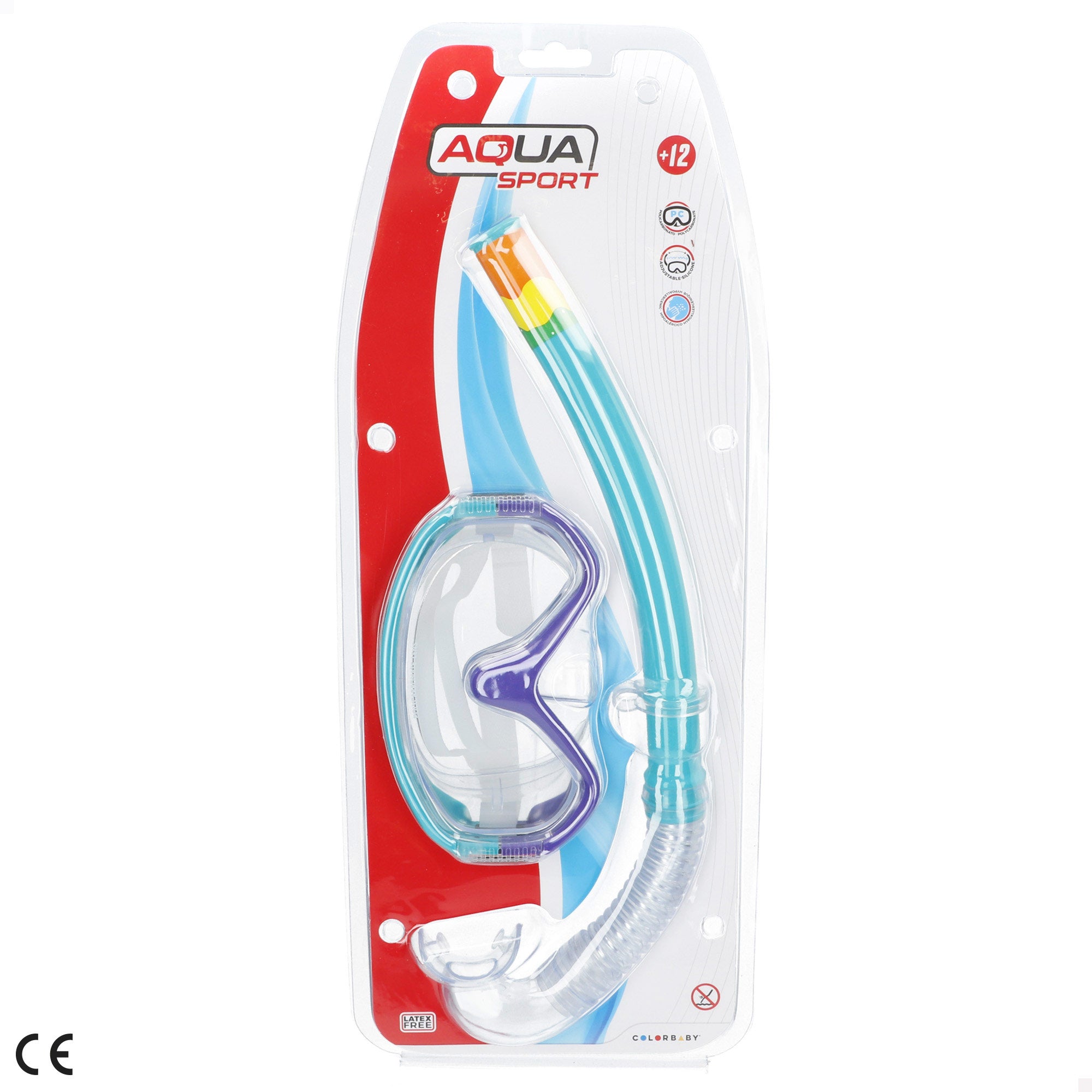 Aqua Sport Set gafas de buceo y tubo adulto turquesa/lila