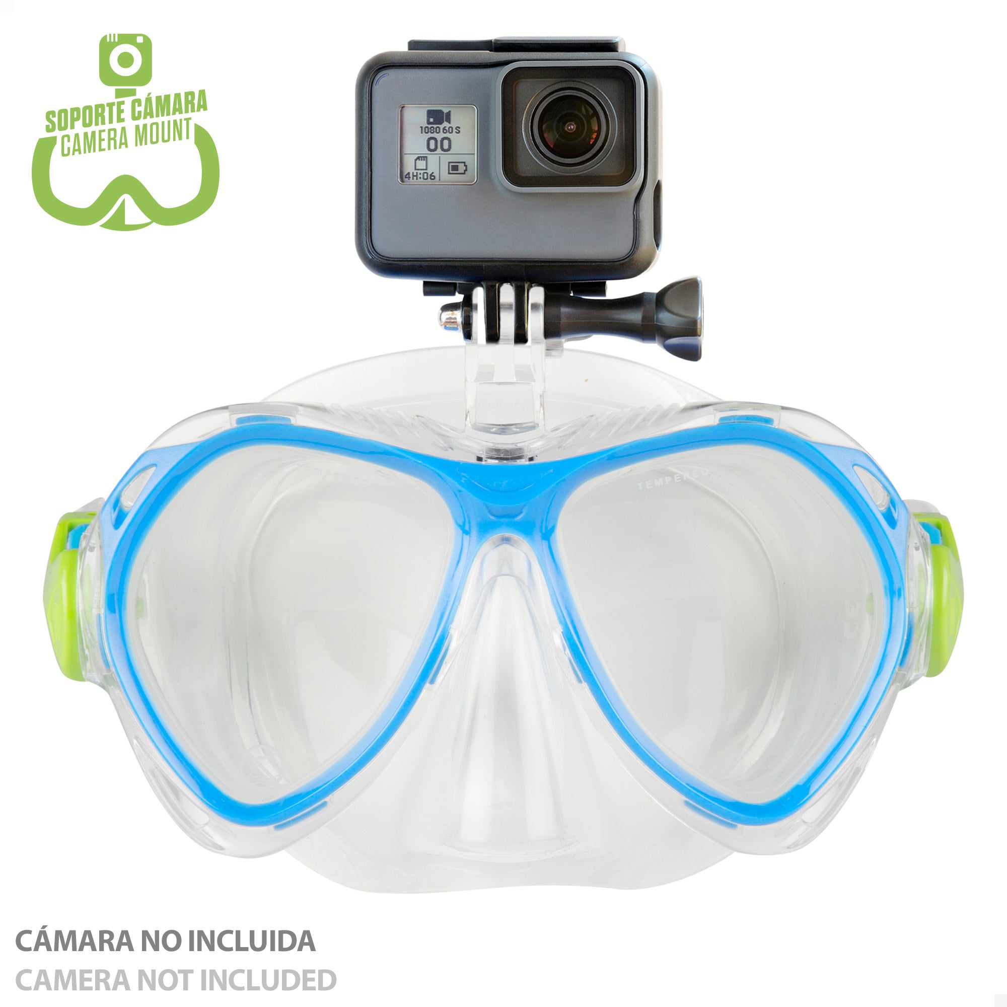 Aqua Sport Set gafas de buceo y tubo niños con soporte cámara