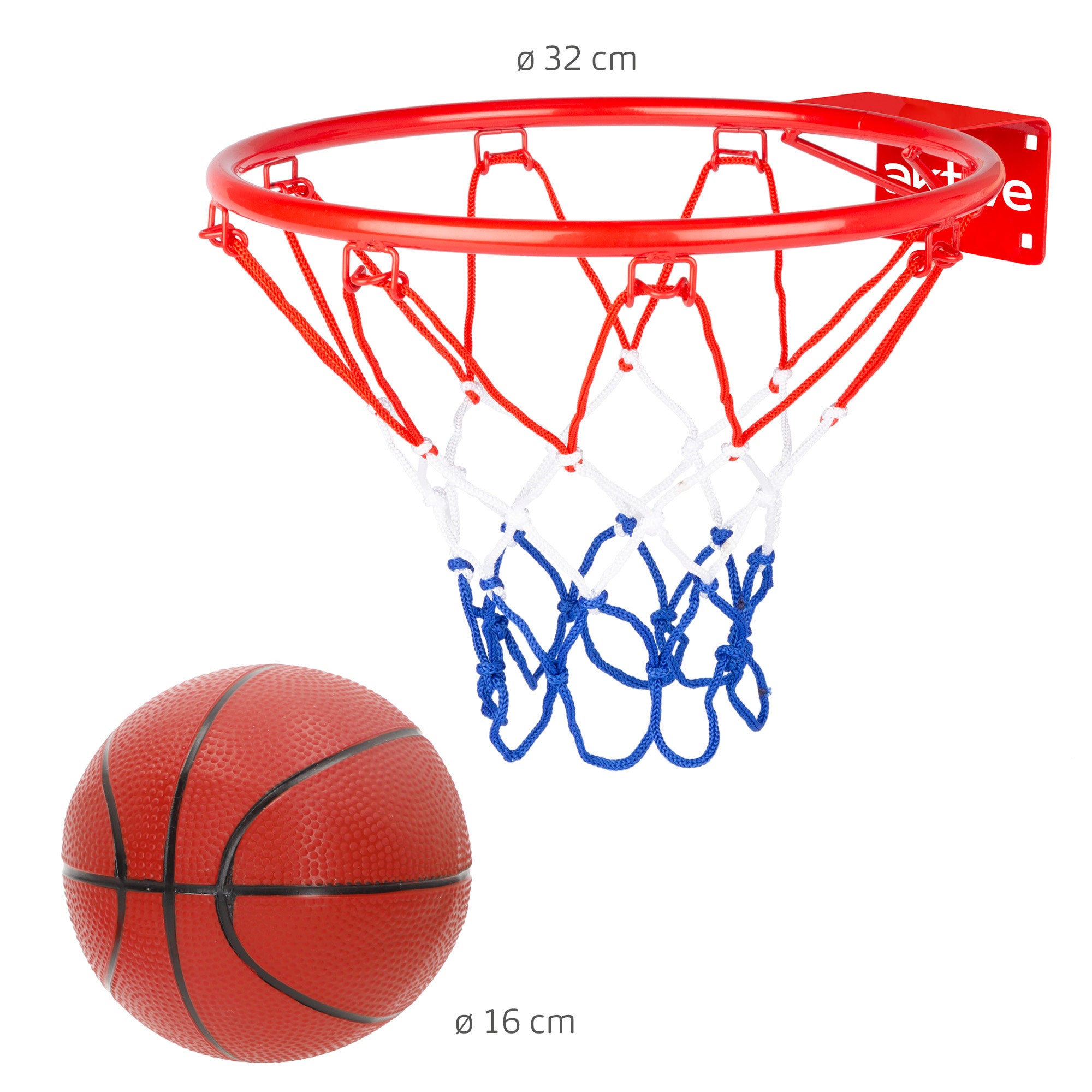 Aktive Canasta baloncesto de pared 32 cm con balón e hinchador