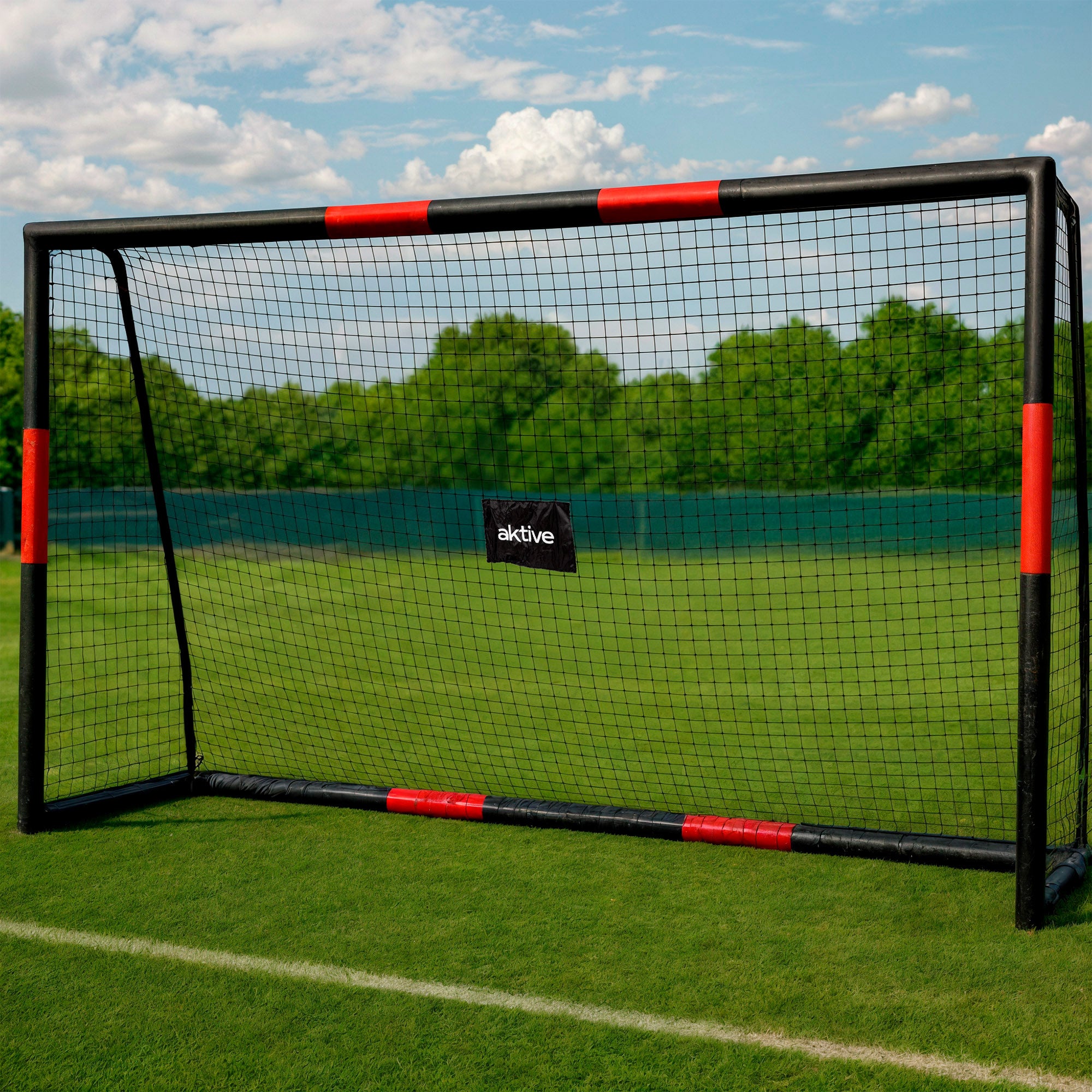 Aktive Portería de fútbol 3 m estructura con protección, red y piquetas