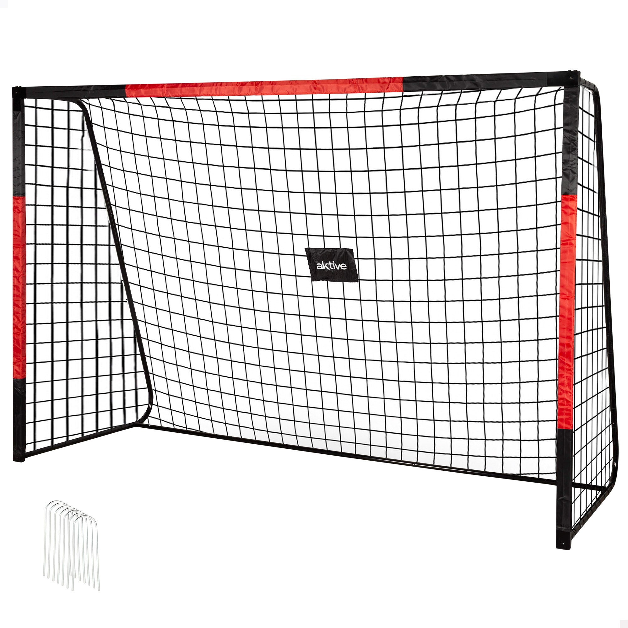Aktive Portería de fútbol acero 3 m con red resistente y 7 piquetas