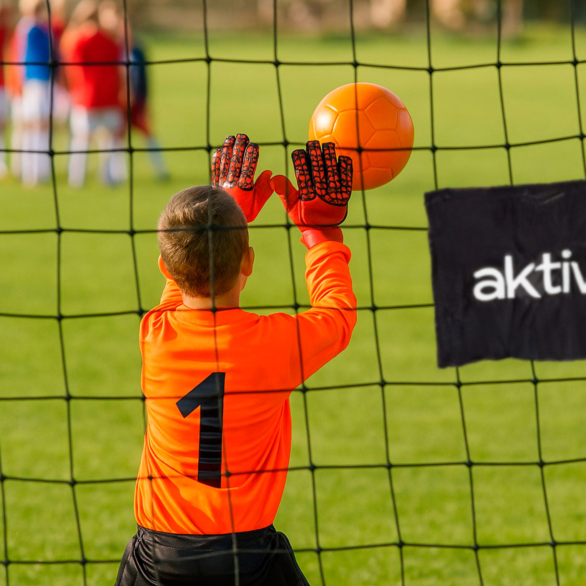 Aktive Portería de fútbol acero 3 m con red resistente y 7 piquetas