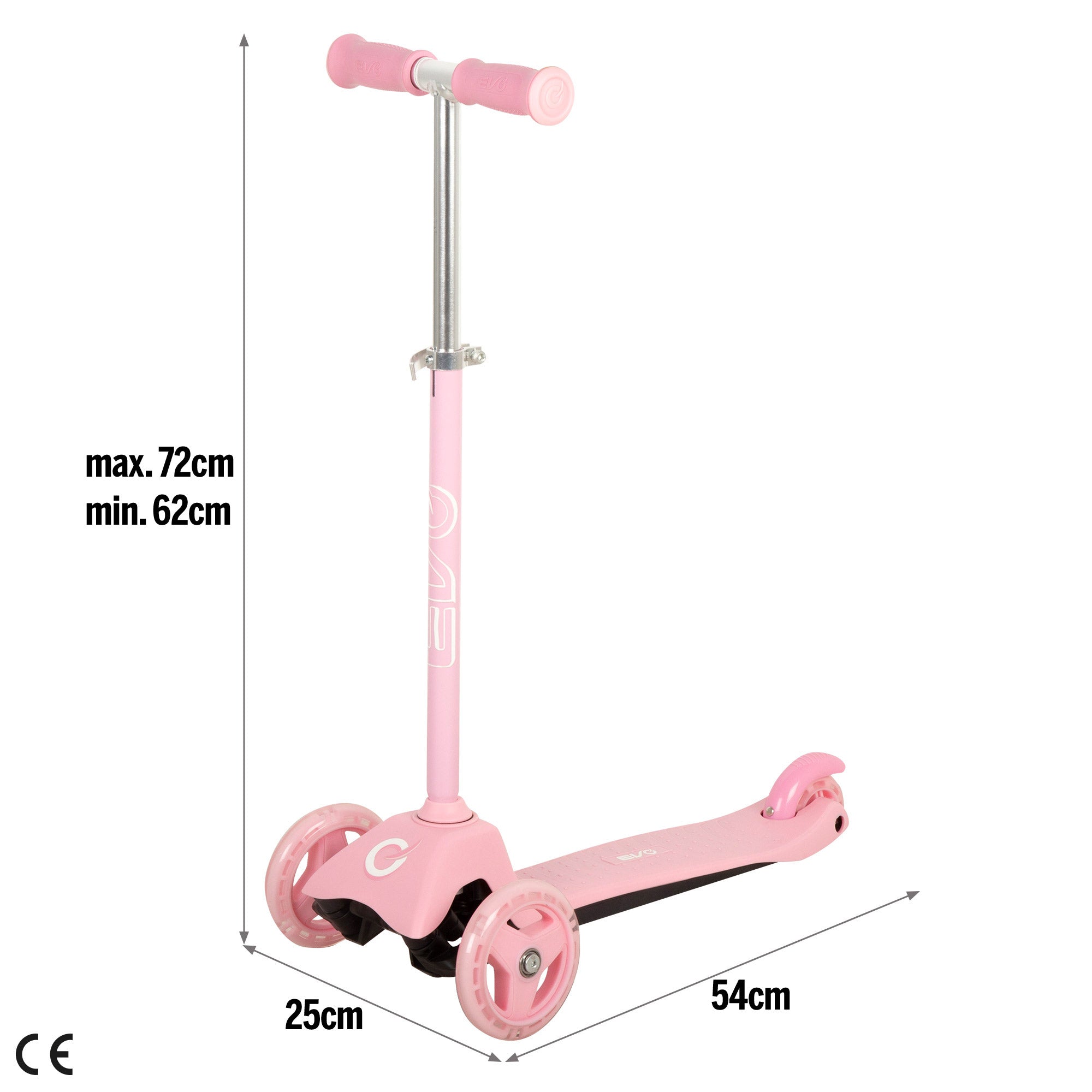 Patinete 3 ruedas rosa ajustable EVO