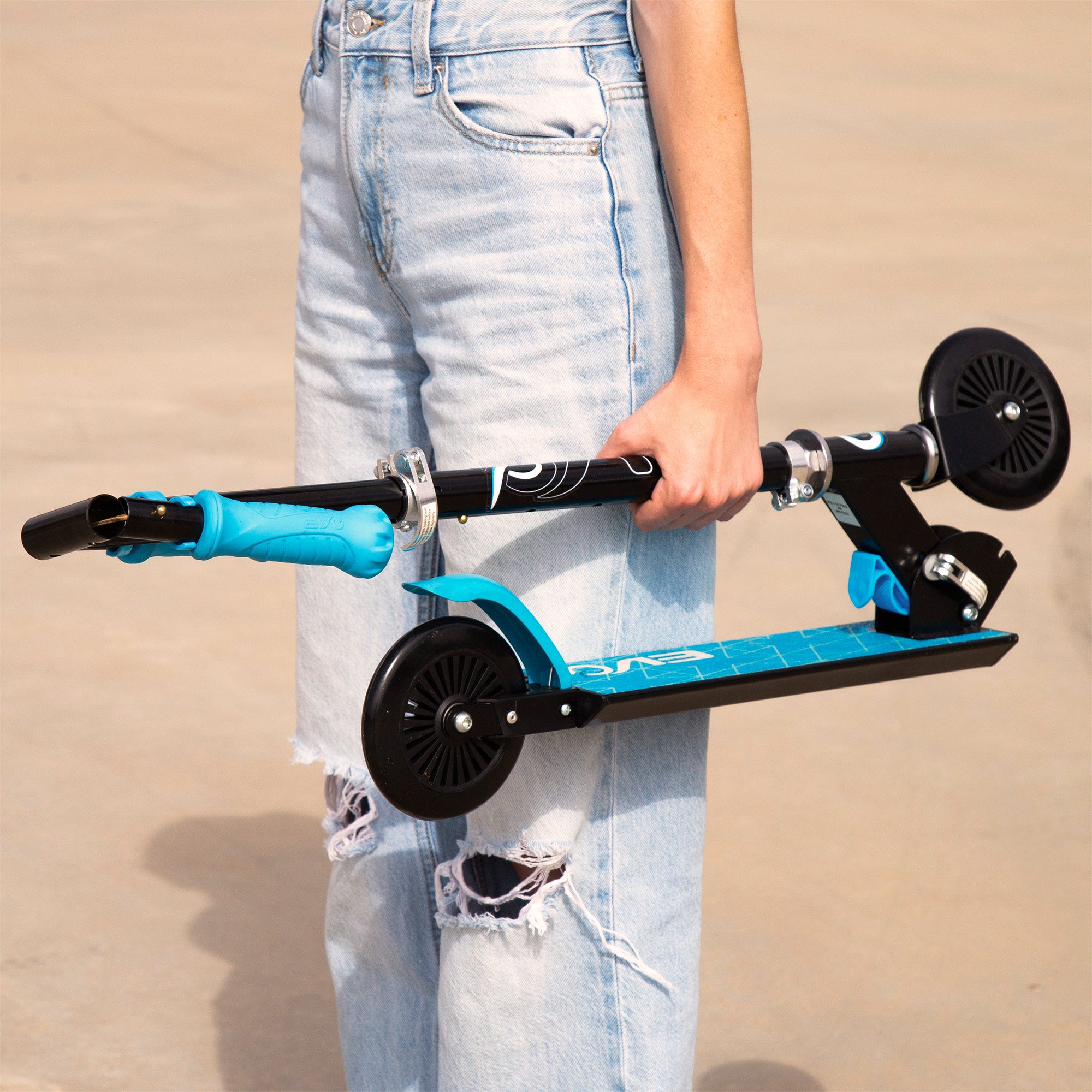 Patinete 2 ruedas plegable y ajustable azul EVO