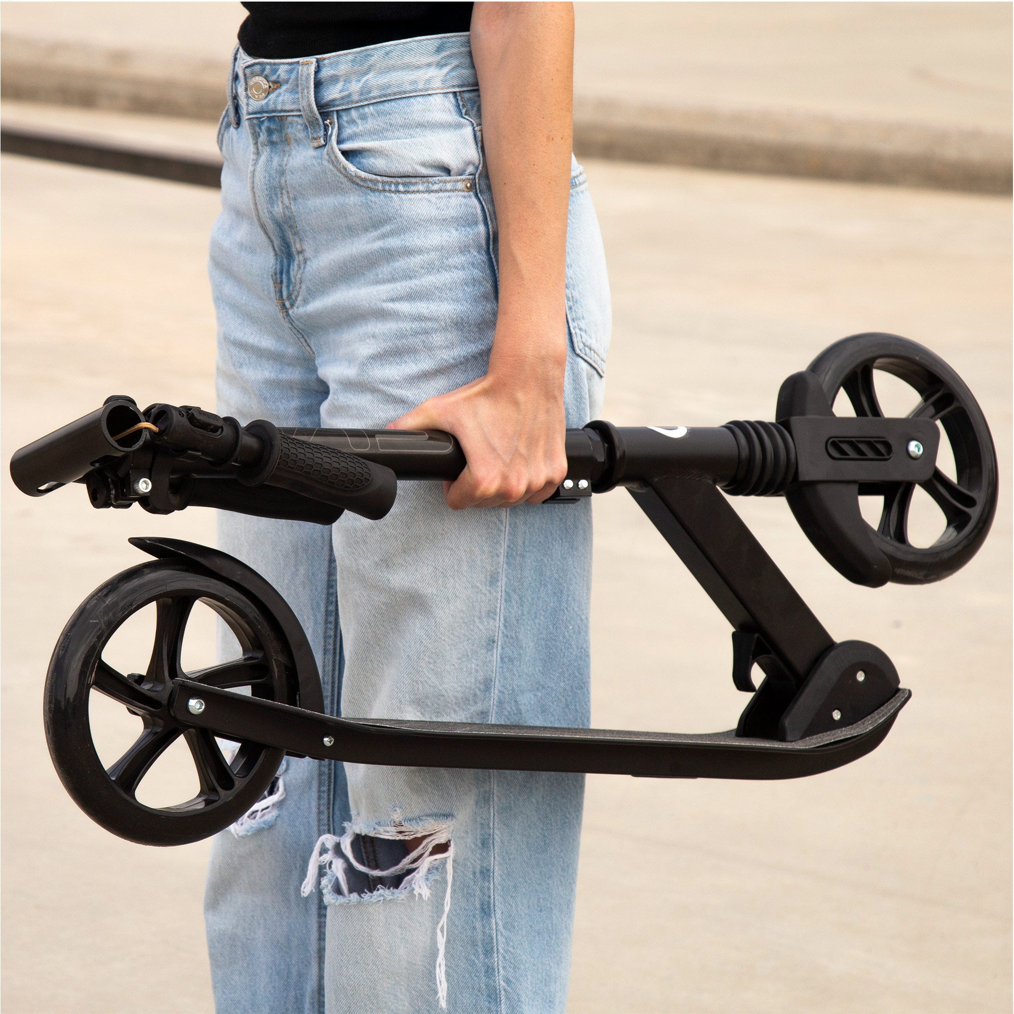 Patinete 2 ruedas plegable y ajustable negro EVO