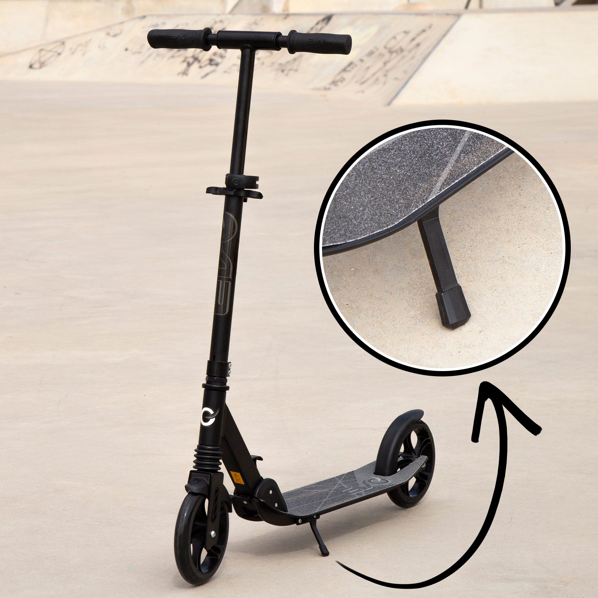 Patinete 2 ruedas plegable y ajustable negro EVO