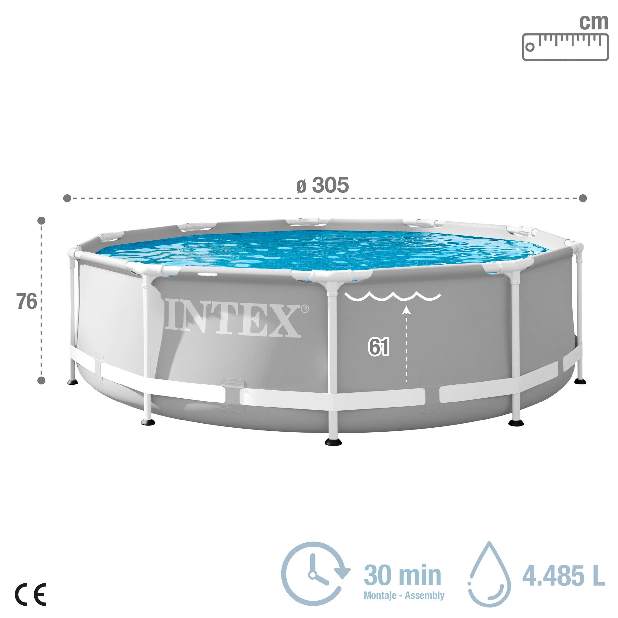 INTEX Piscina elevada redonda Prism Frame 305x76 cm
