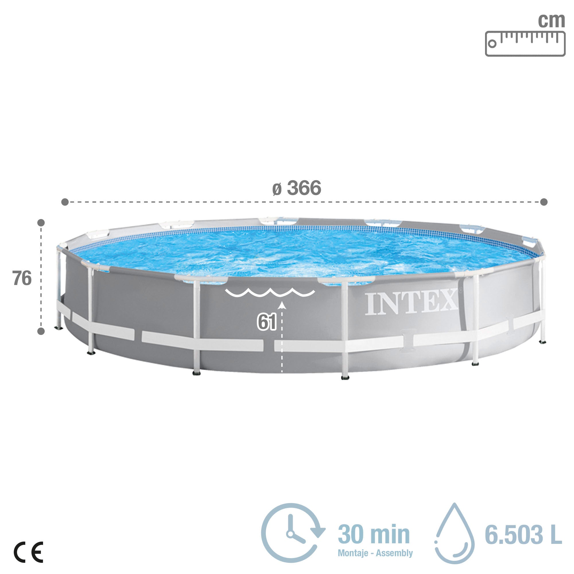 INTEX Piscina desmontable redonda Prism Frame 366x76 cm