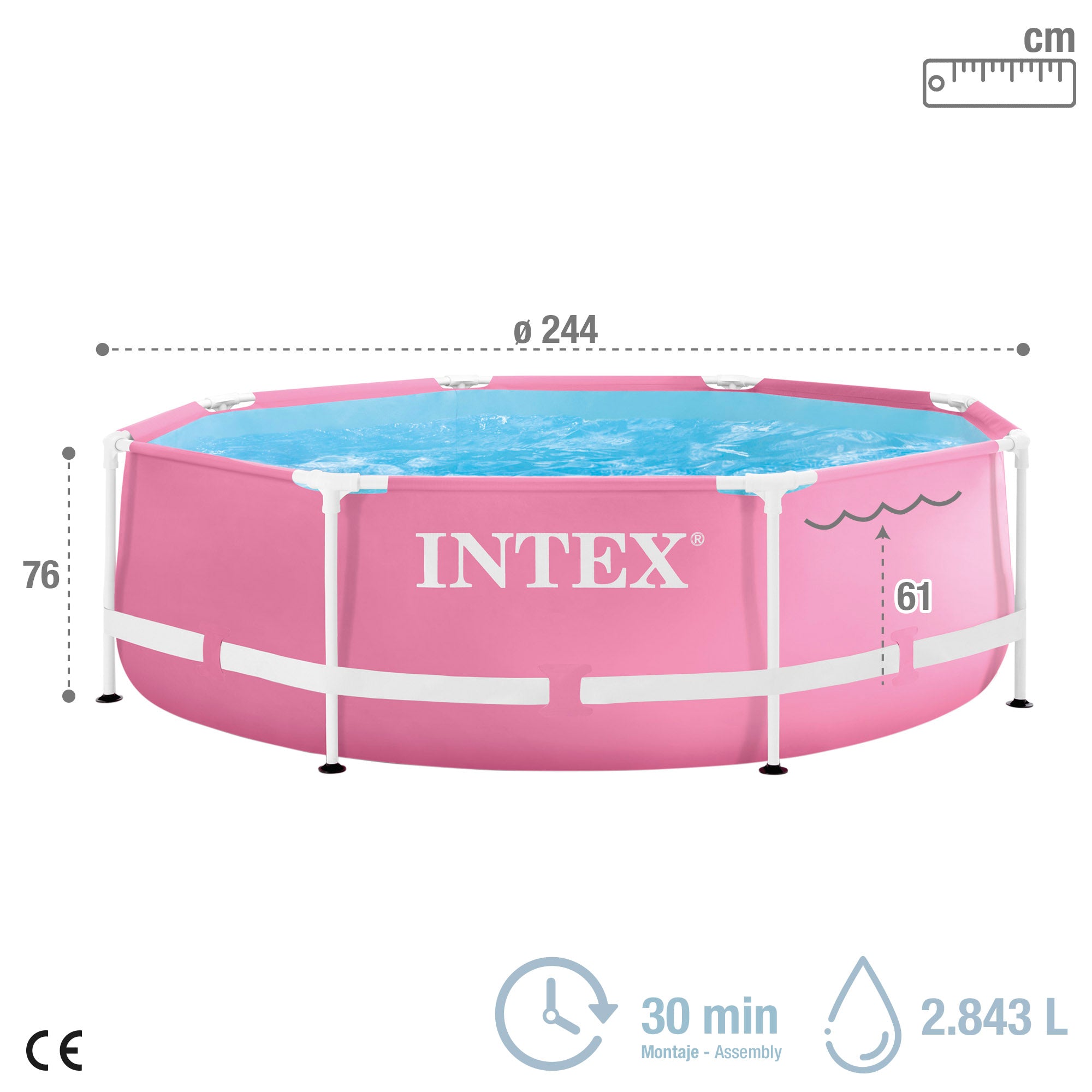 INTEX Piscina desmontable Metal Frame rosa Ø244x76 cm - 2.843 l