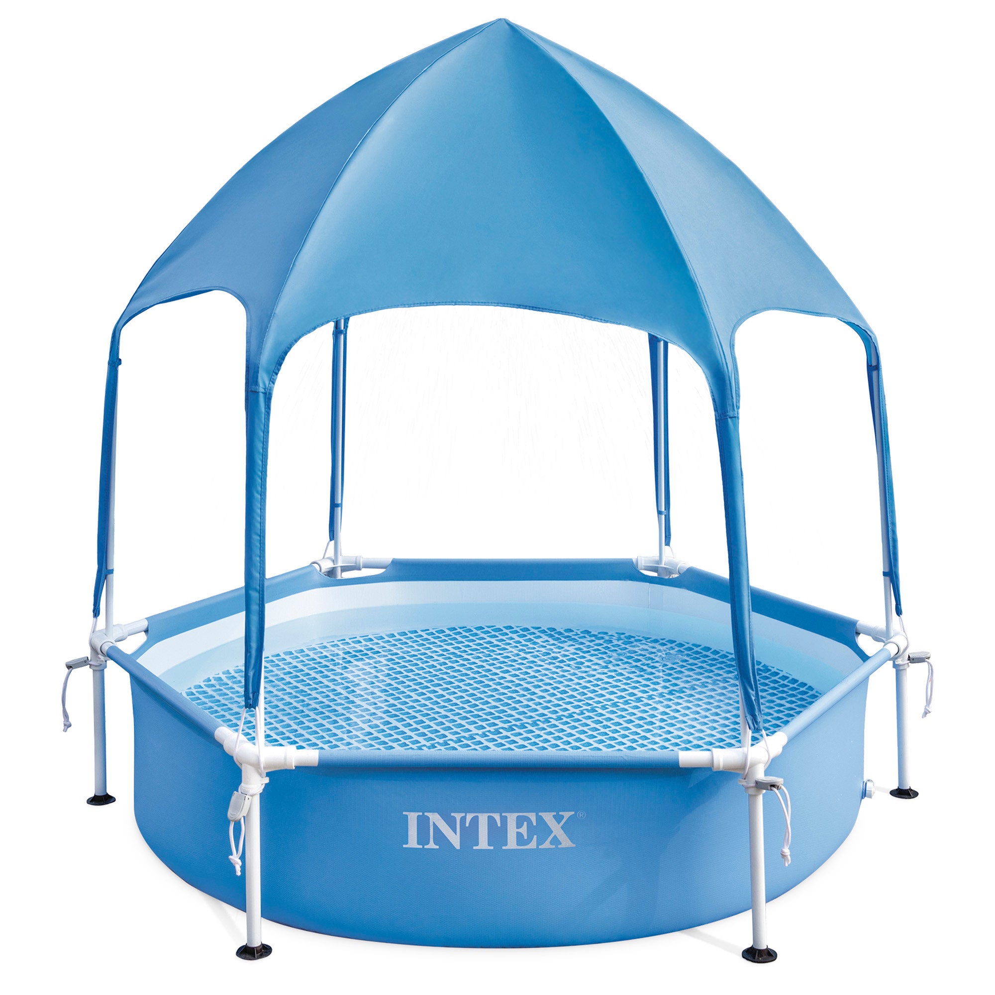 INTEX Piscina desmontable hexagonal 700 litros Canopy Metal Frame con toldo desmontable