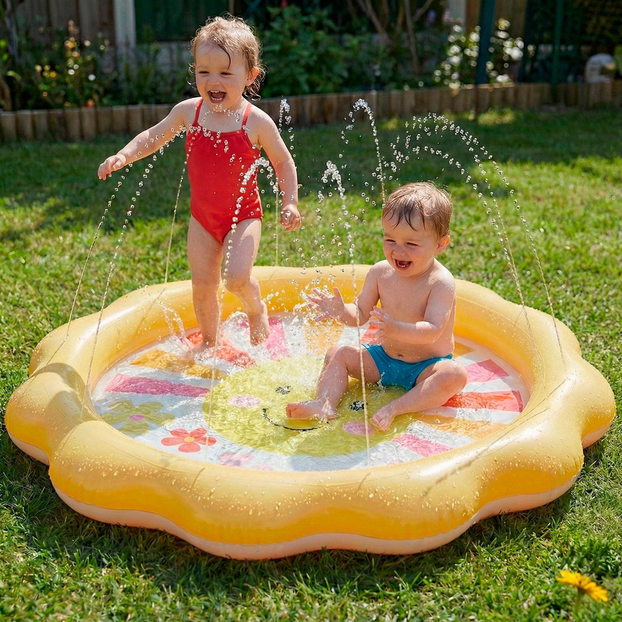 INTEX Piscina hinchable infantil en forma de flor con spray D104