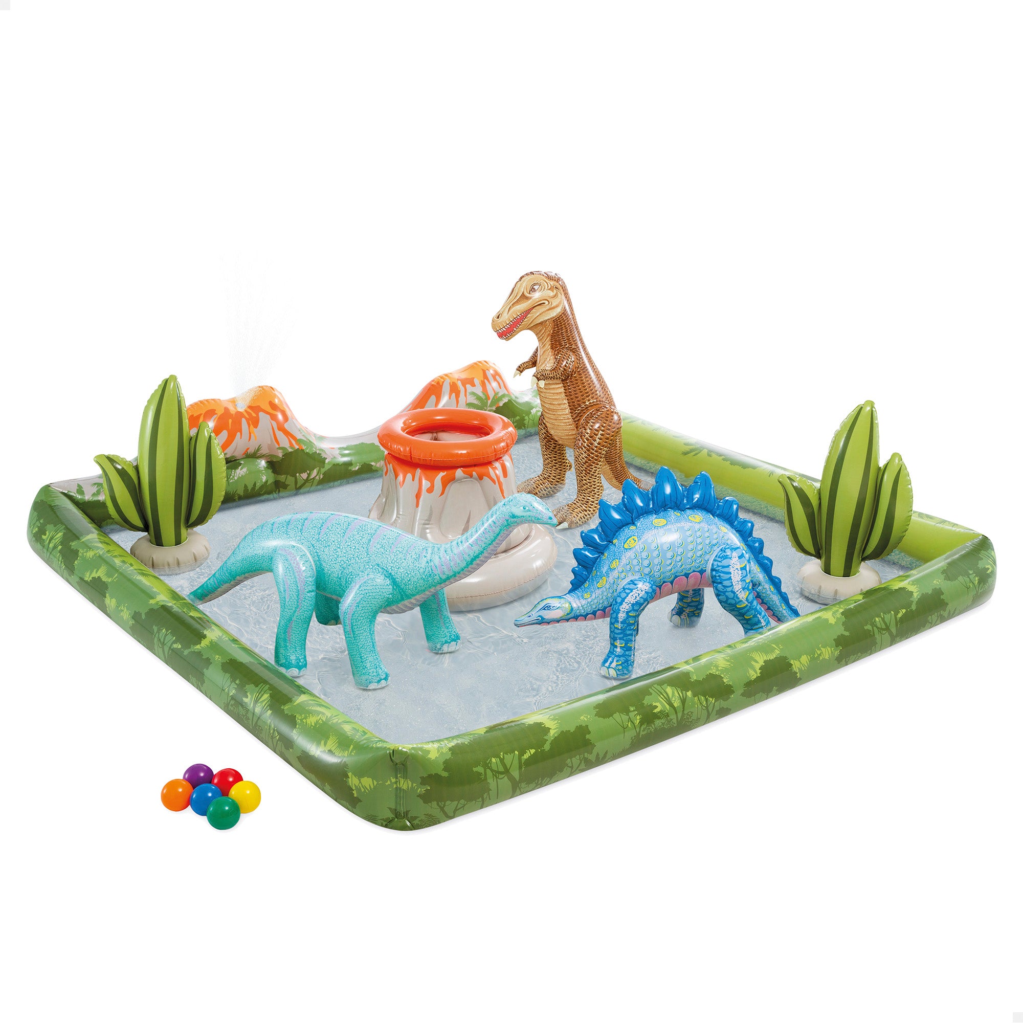 INTEX Centro de juegos hinchable agua dinosaurios con aspersor, juego de bolas e hinchables