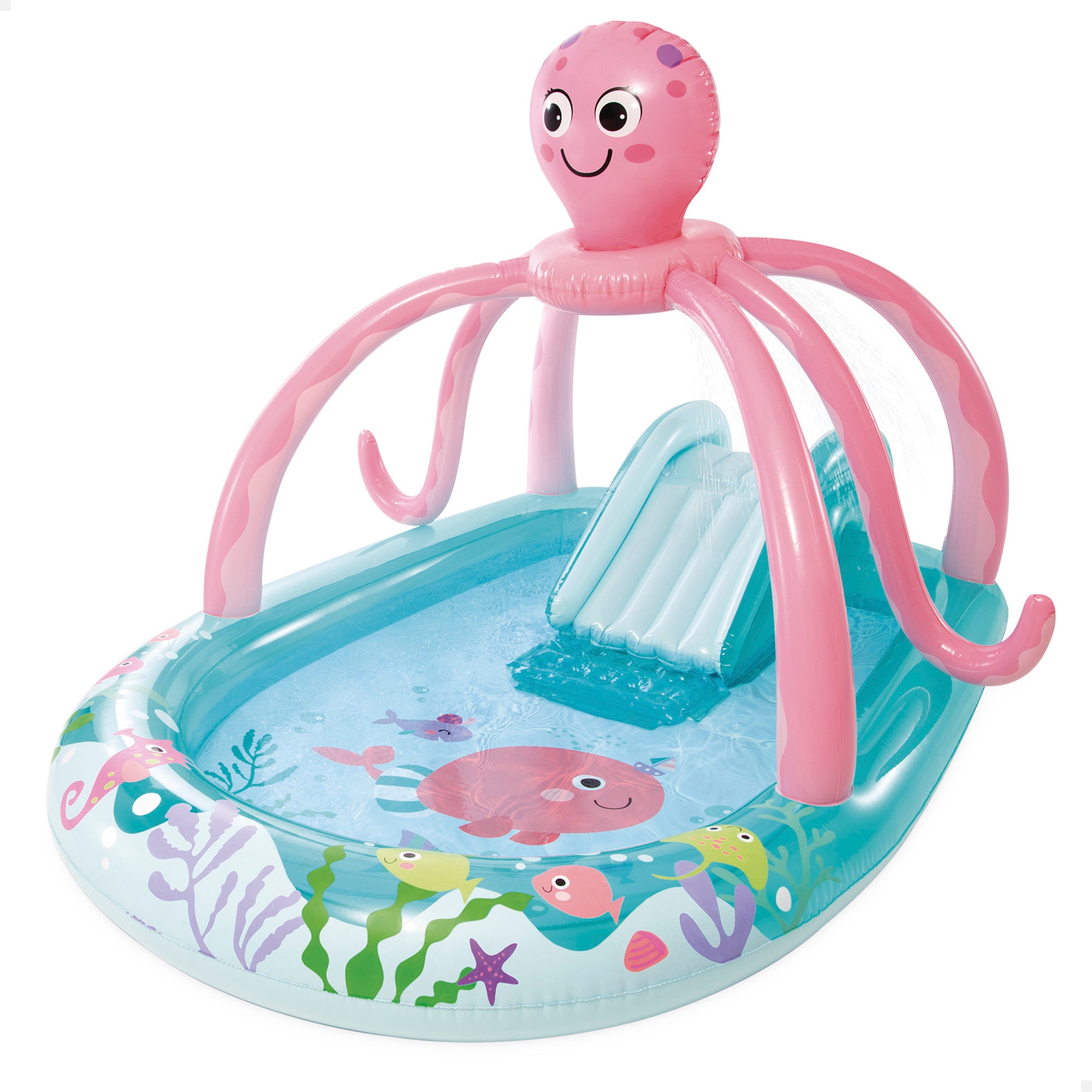 INTEX Centro de juegos hinchable agua pulpo con aspersor, tobogán y juego de anillas
