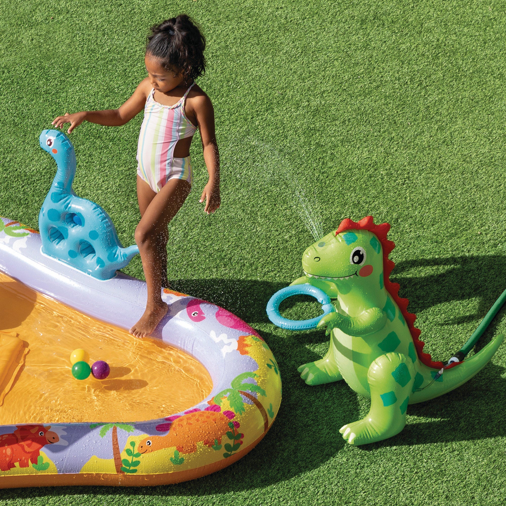 INTEX Centro de juegos acuático hinchable Dino Park con tobogán y pulverizador
