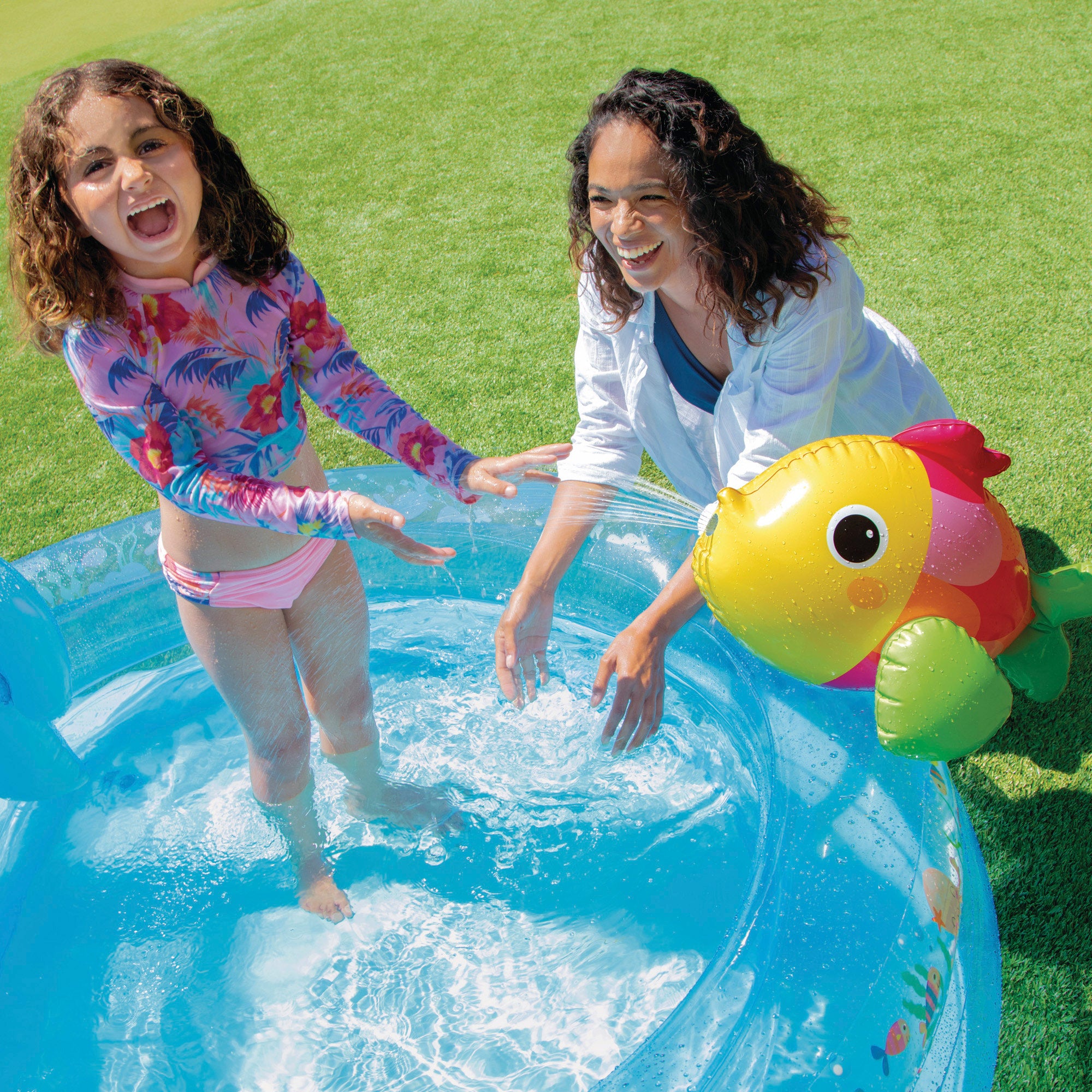 INTEX Centro de juegos hinchable agua bajo el mar con aspersor, tobogán y estrella de mar