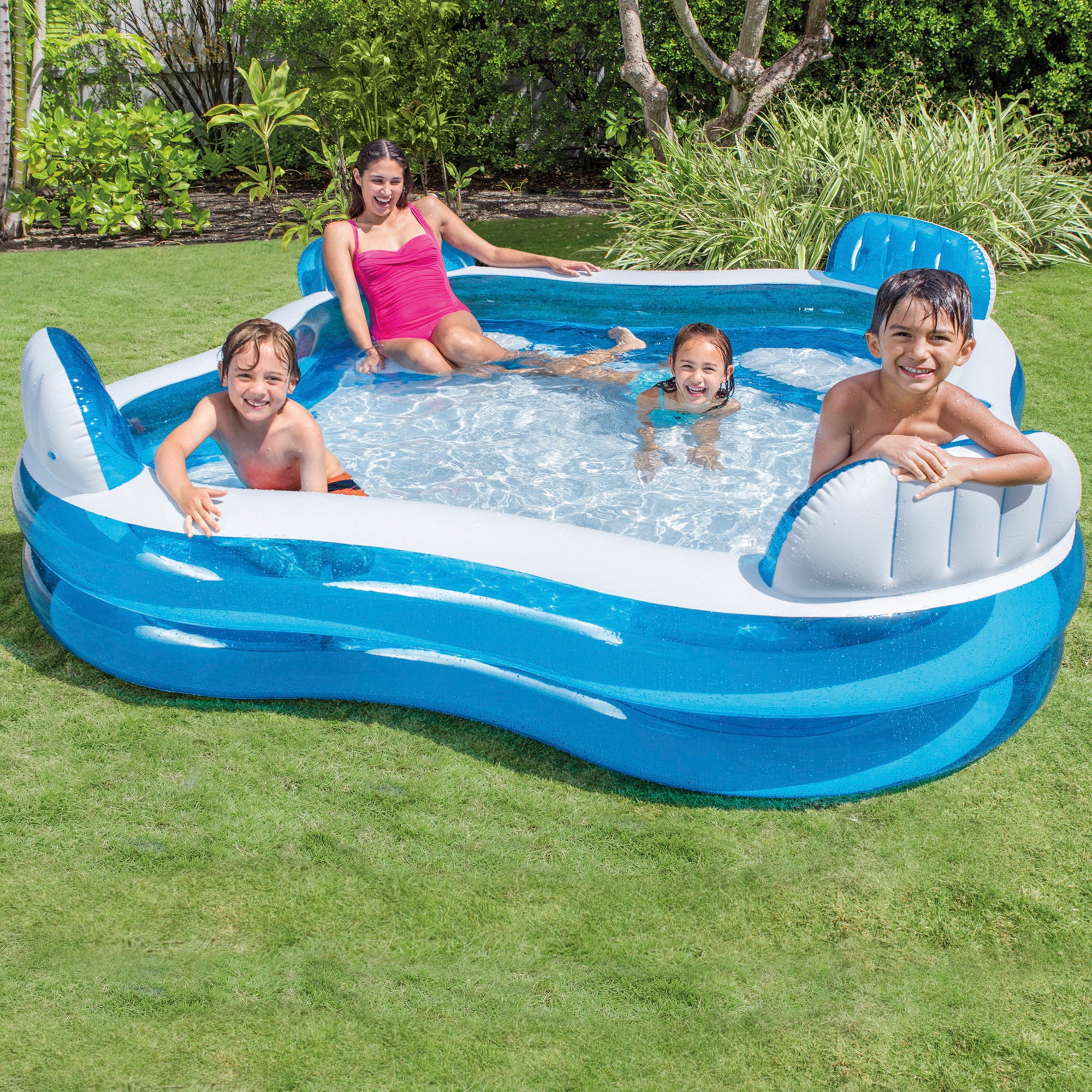 INTEX Piscina hinchable con asientos 229x229x66 cm - 990 l