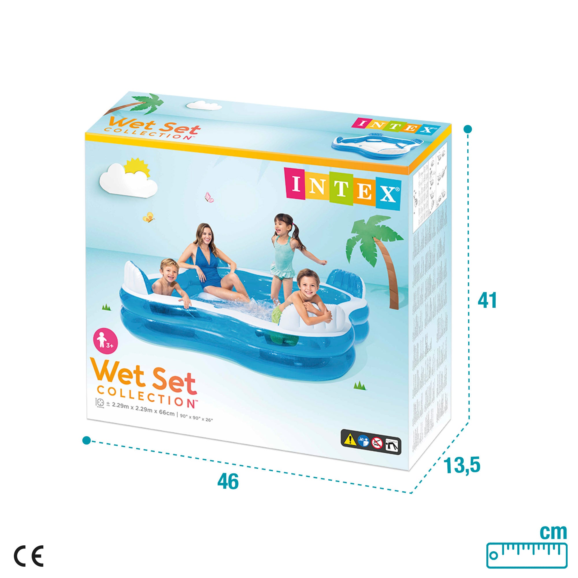 INTEX Piscina hinchable con asientos 229x229x66 cm - 990 l