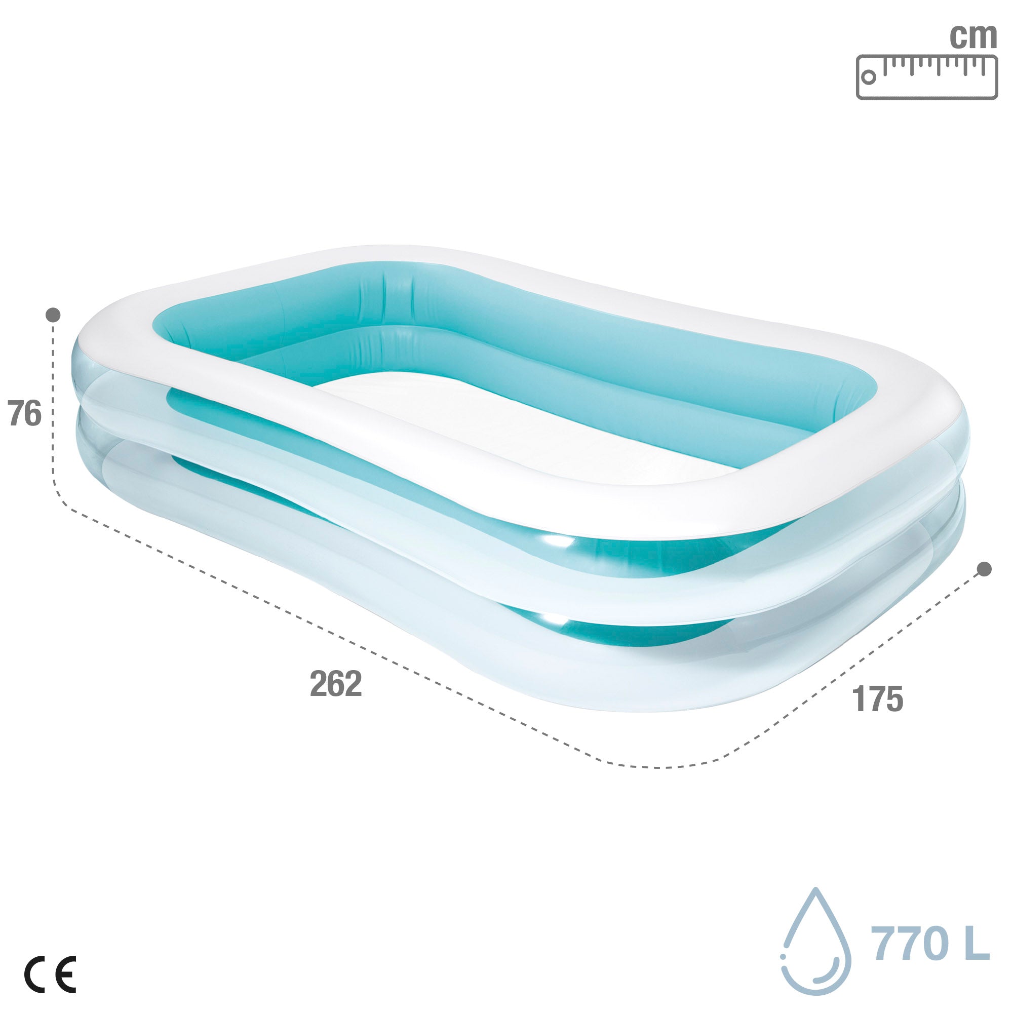 INTEX Piscina hinchable rectangular 262x175x56 cm - 770 l