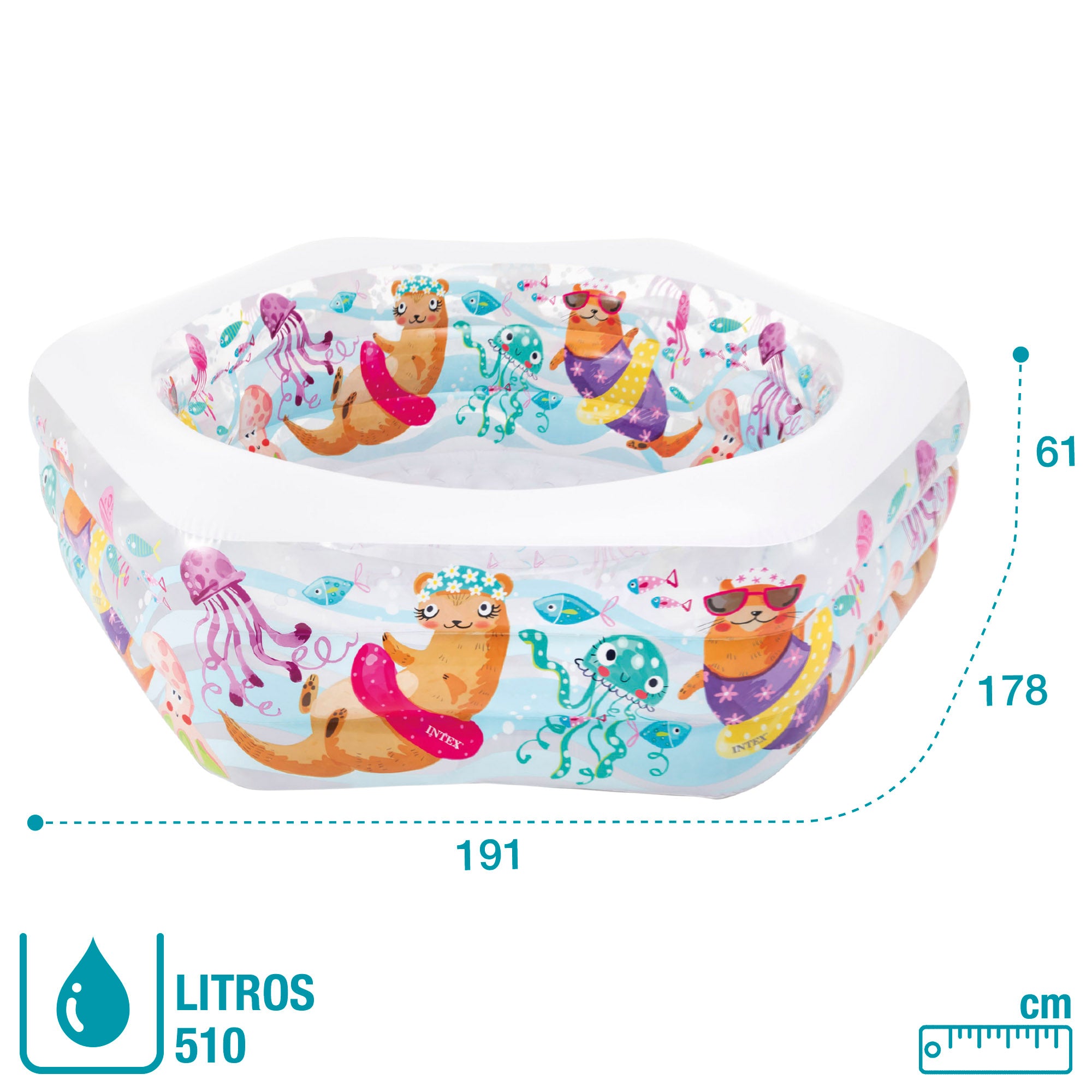 INTEX Piscina hinchable hexagonal 191x178x61 cm - 510 l
