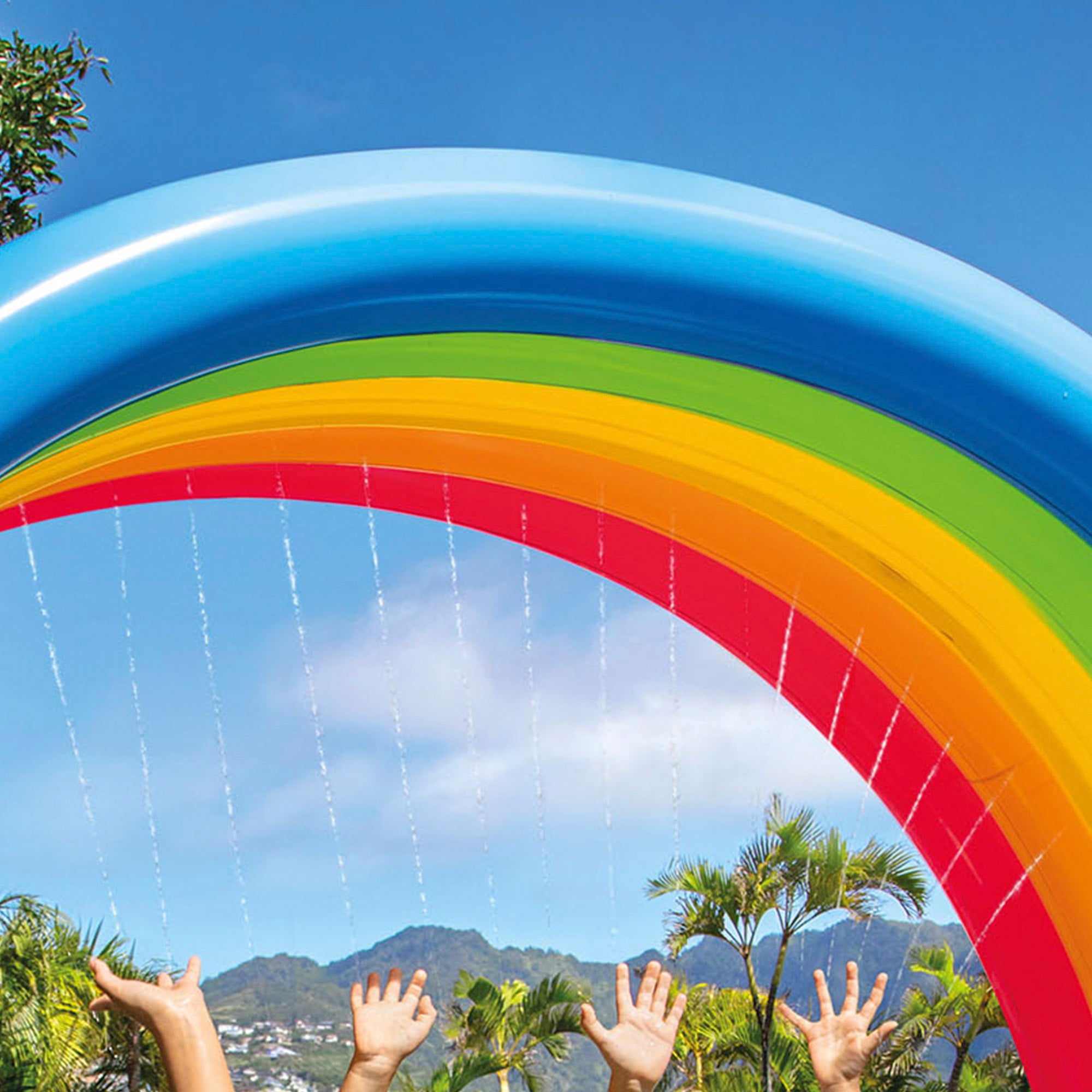 INTEX Arcoíris gigante inflable con spray 300x109x180 cm