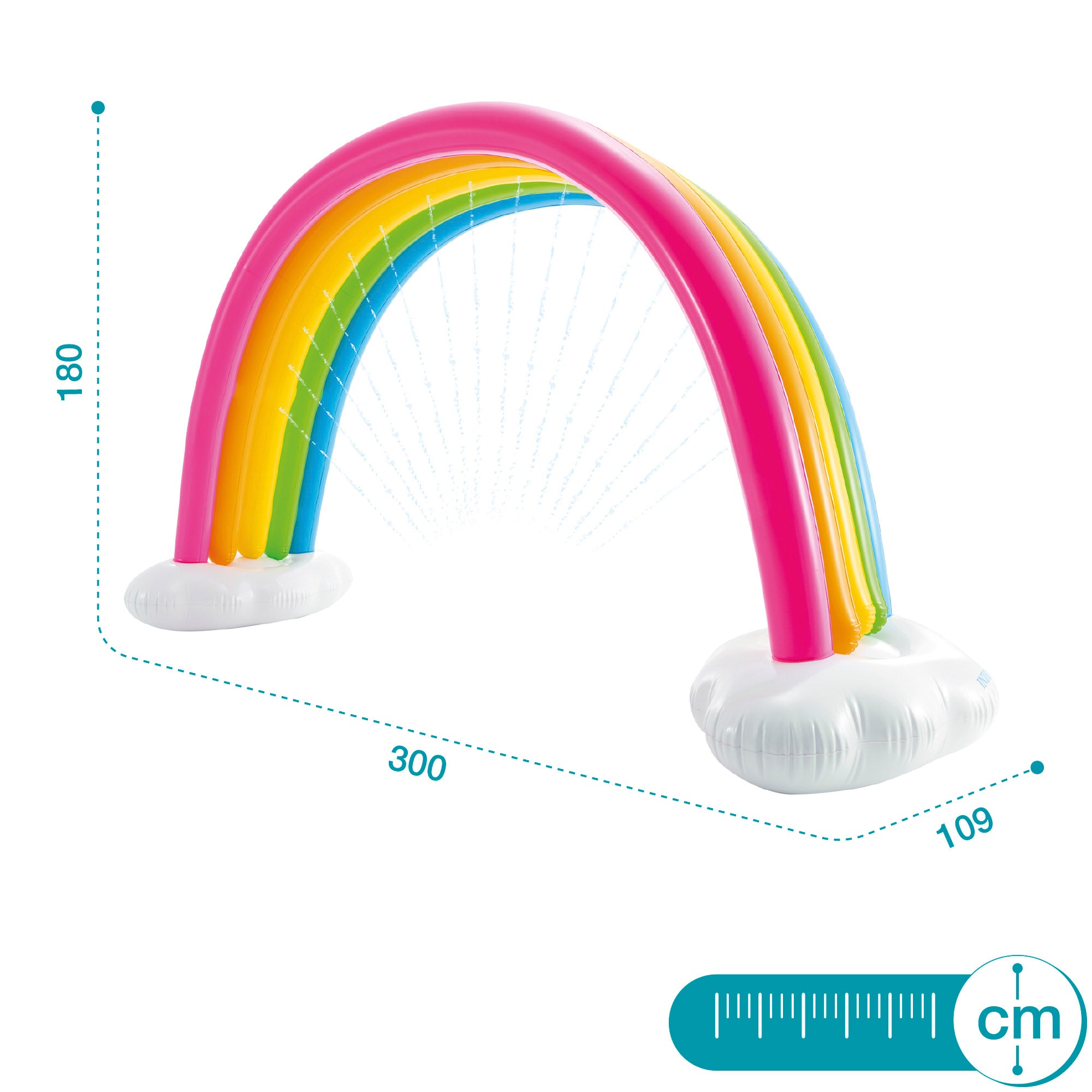 INTEX Arcoíris gigante inflable con spray 300x109x180 cm