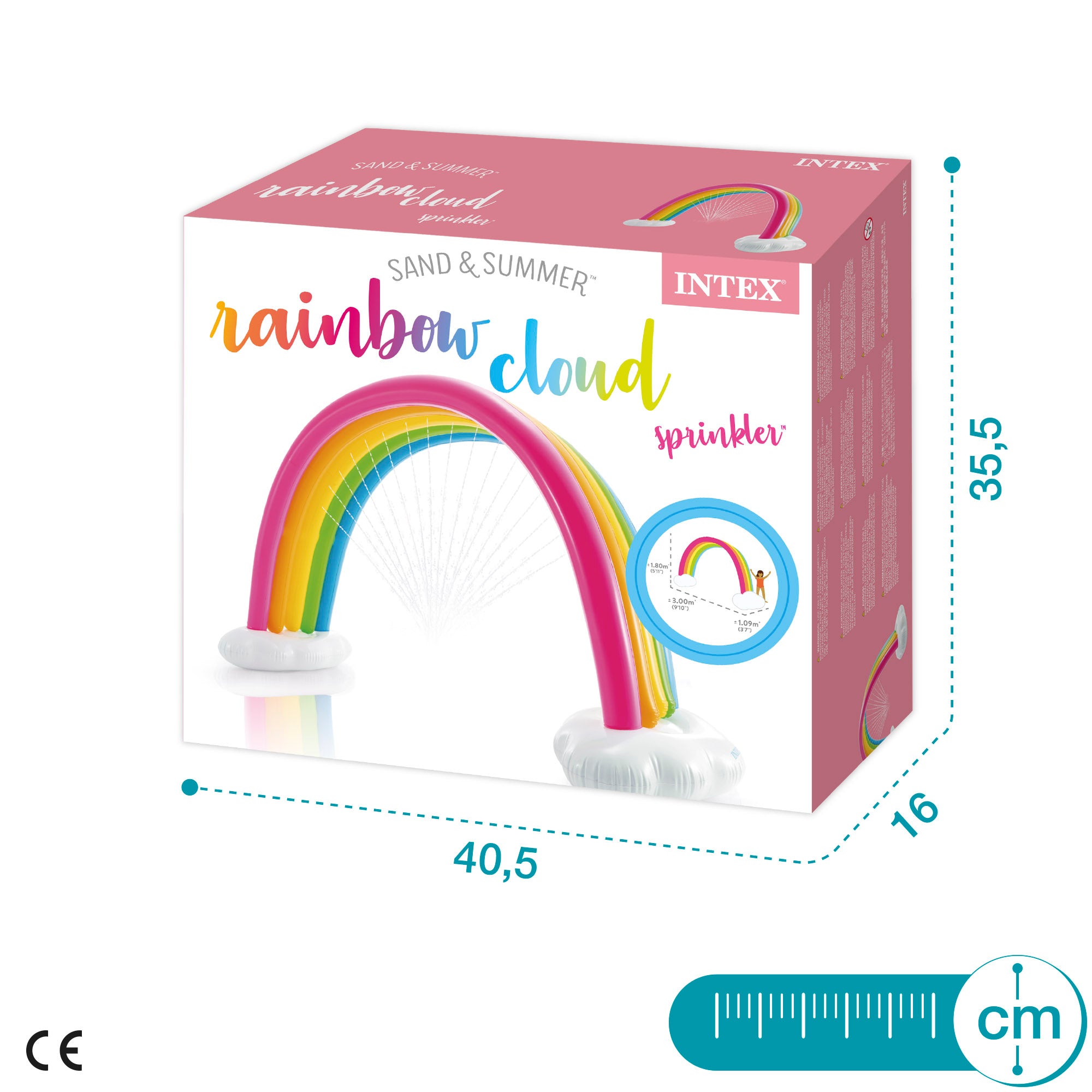 INTEX Arcoíris gigante inflable con spray 300x109x180 cm