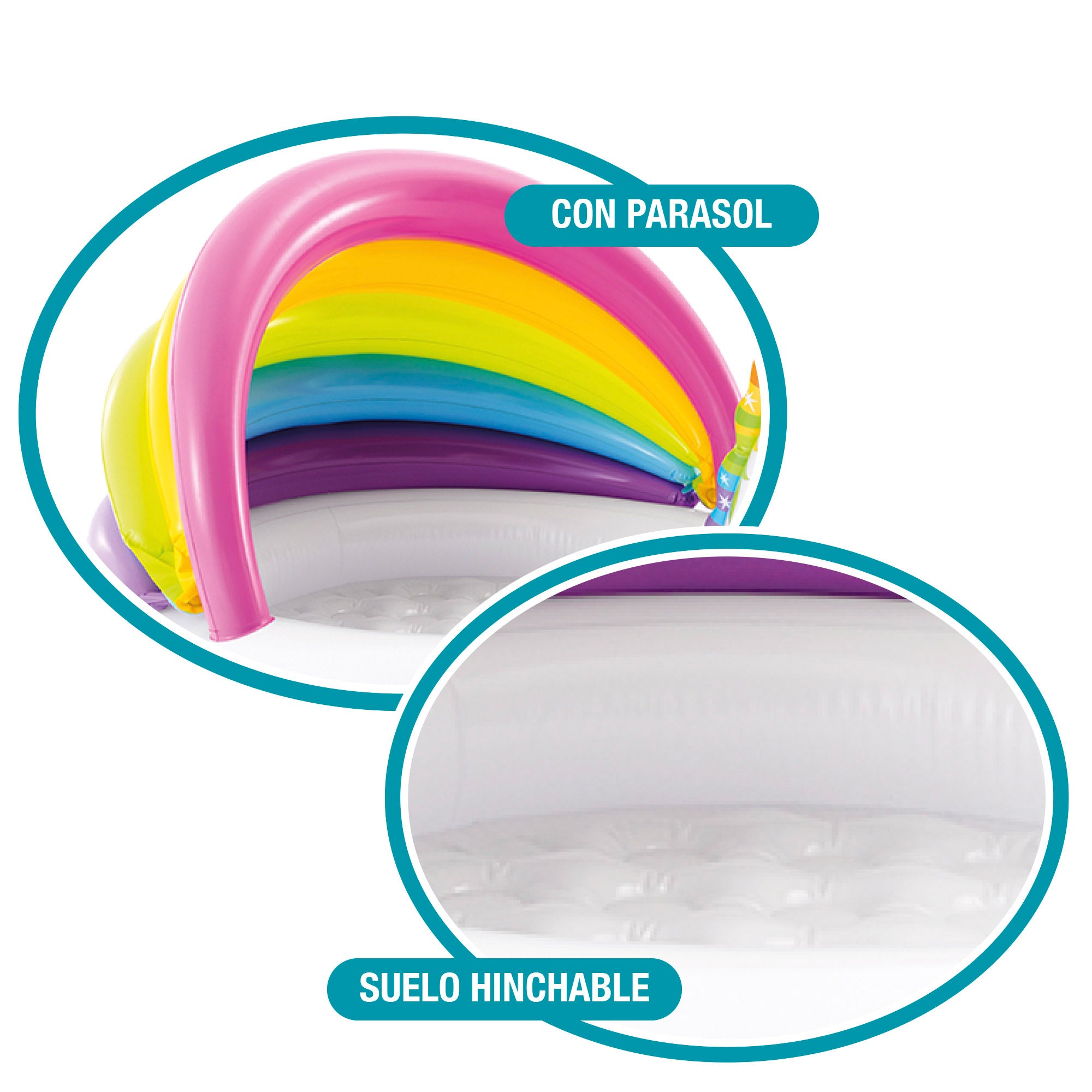 INTEX Piscina infantil hinchable con parasol unicornio 102x127x69 cm