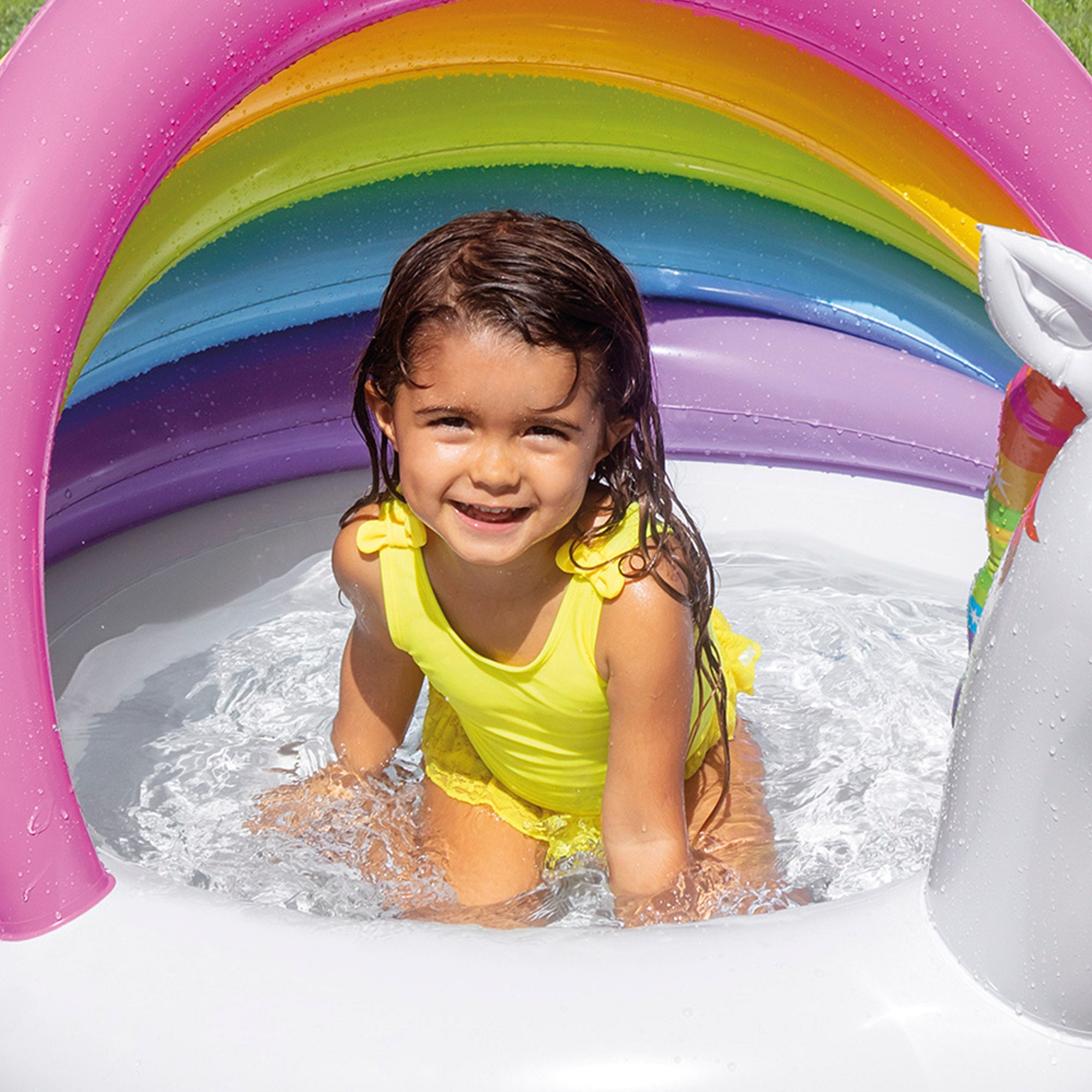 INTEX Piscina infantil hinchable con parasol unicornio 102x127x69 cm
