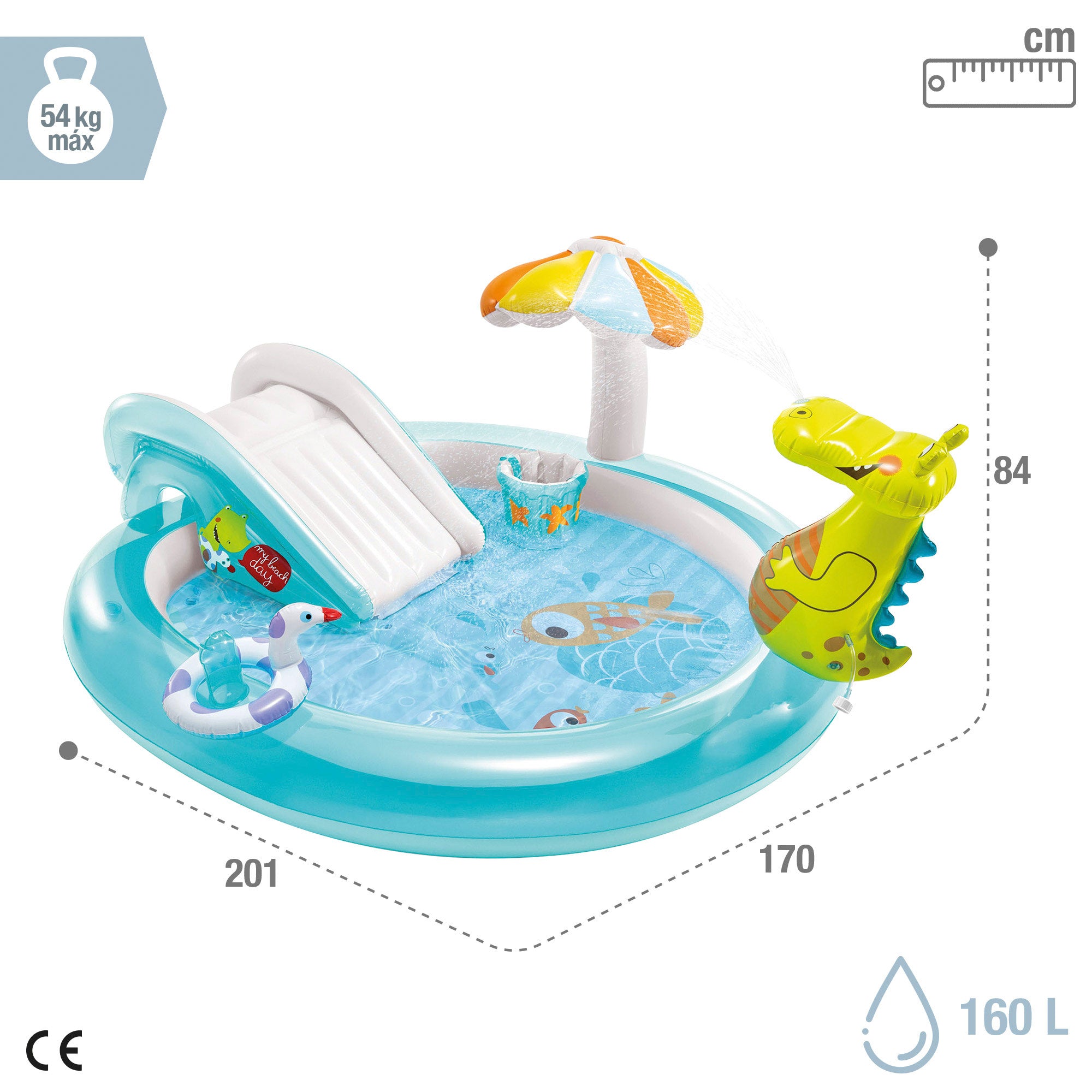 INTEX Centro de juegos hinchable agua cocodrilo con aspersor y tobogán