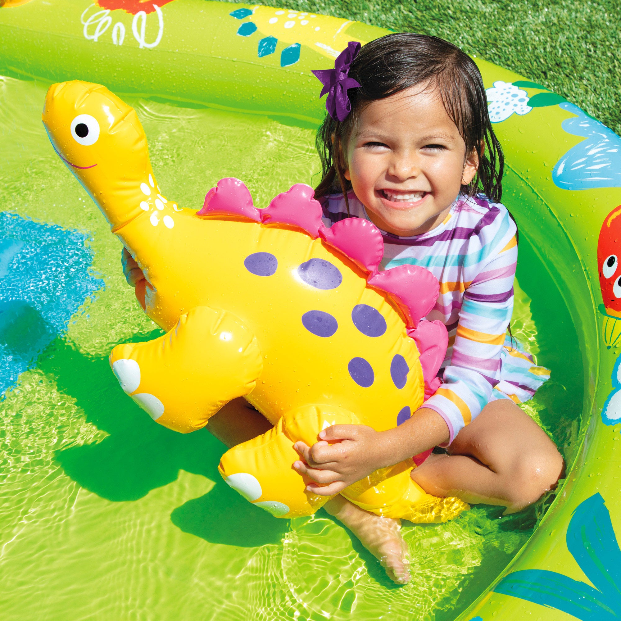 INTEX Centro de juegos dinosaurios hinchable tobogán y ducha