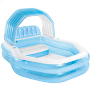 INTEX Piscina hinchable infantil con sillón y toldo azul 229x191x135 cm