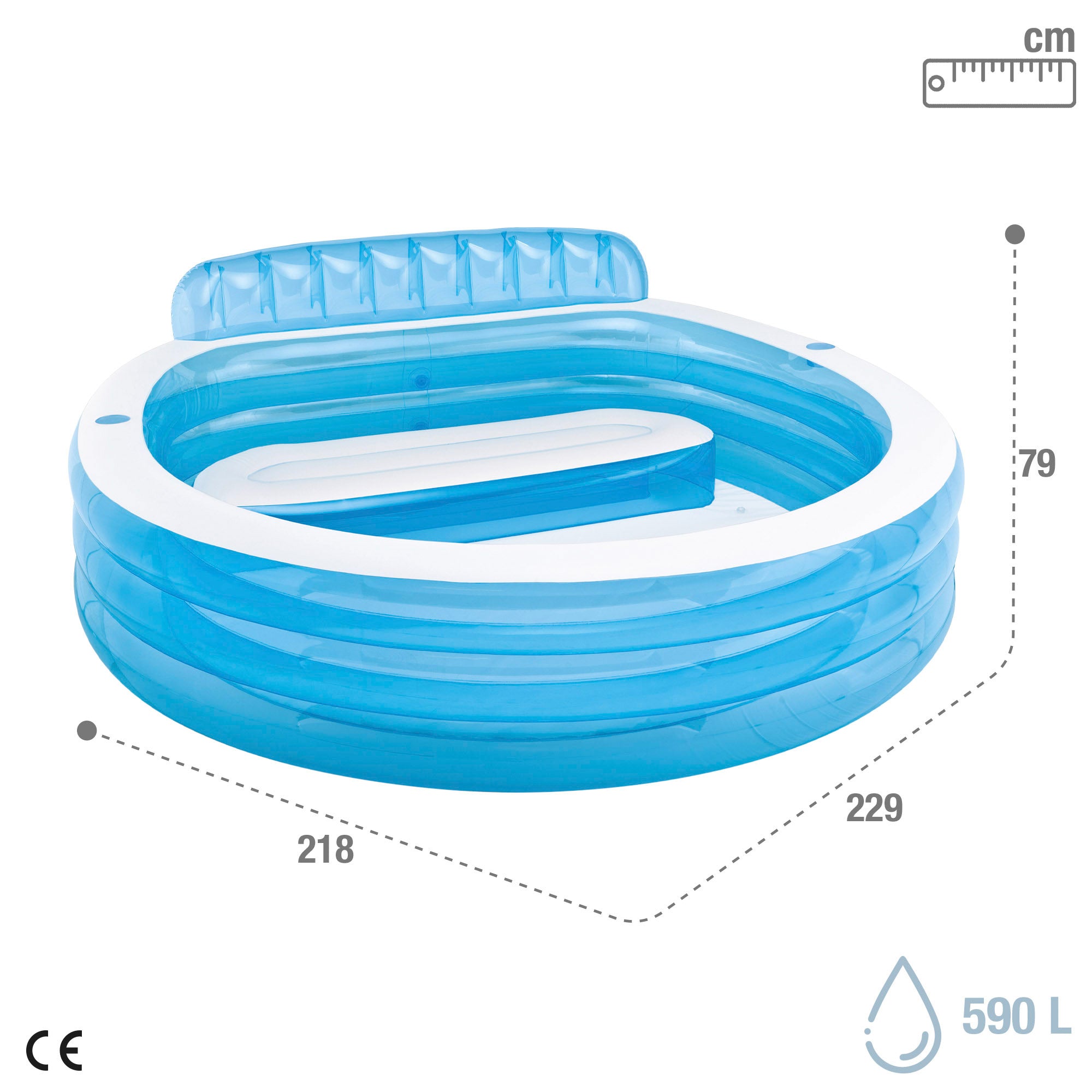 INTEX Piscina hinchable con sillón 229x218x79 cm - 590 l