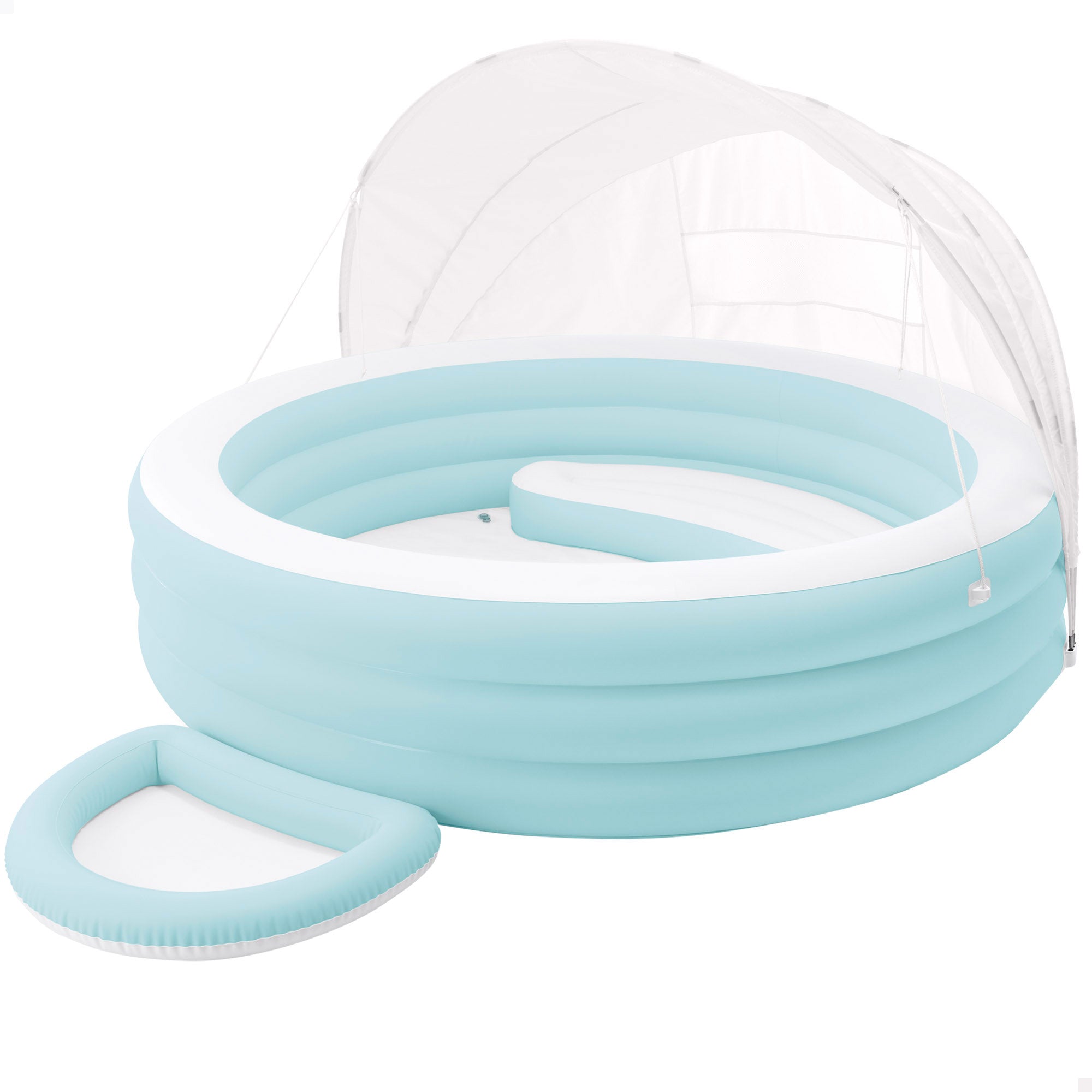 INTEX Piscina hinchable infantil azul y blanco con toldo solar desmontable